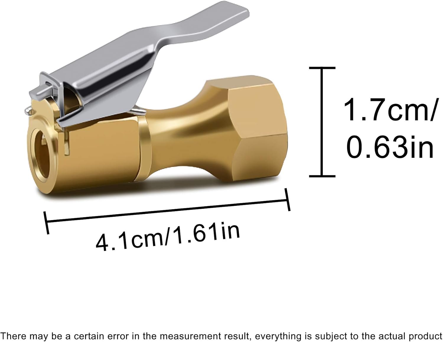 Brass Air Chuck Closed Flow Tire Chuck Heavy Duty Lock on Tire Inflator Chuck with Clip