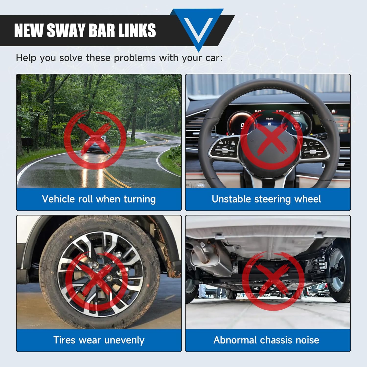 K700432 Sway Bar Links Fit For Escalade,Escalade ESV,Escalade EXT;Avalanche,Silverado 1500,Suburban,Suburban 1500,Tahoe; Sierra,Yukon,Yukon XL,Yukon XL 1500 2007-2016 Front Stabilizer End Link