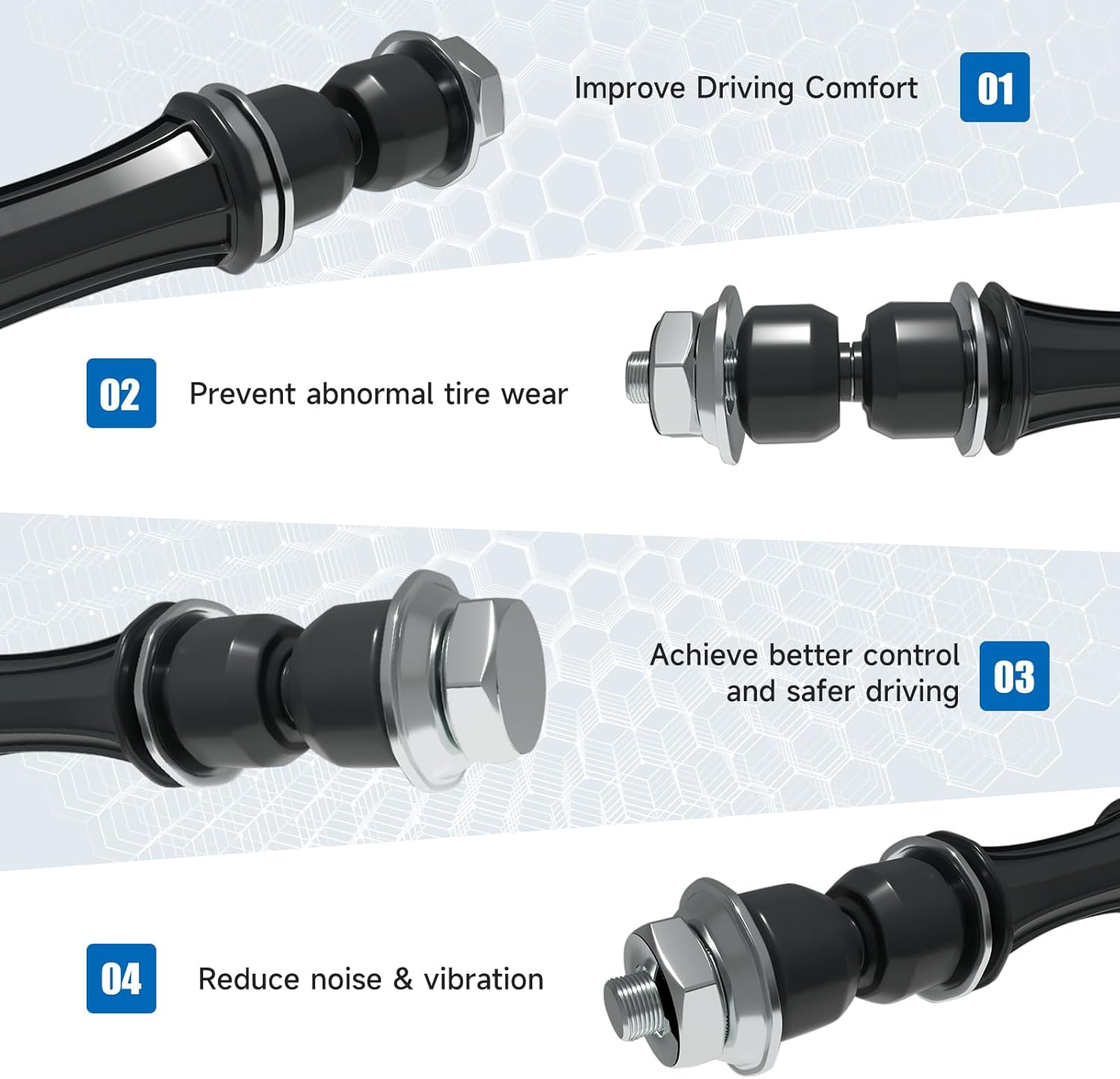 K700432 Sway Bar Links Fit For Escalade,Escalade ESV,Escalade EXT;Avalanche,Silverado 1500,Suburban,Suburban 1500,Tahoe; Sierra,Yukon,Yukon XL,Yukon XL 1500 2007-2016 Front Stabilizer End Link
