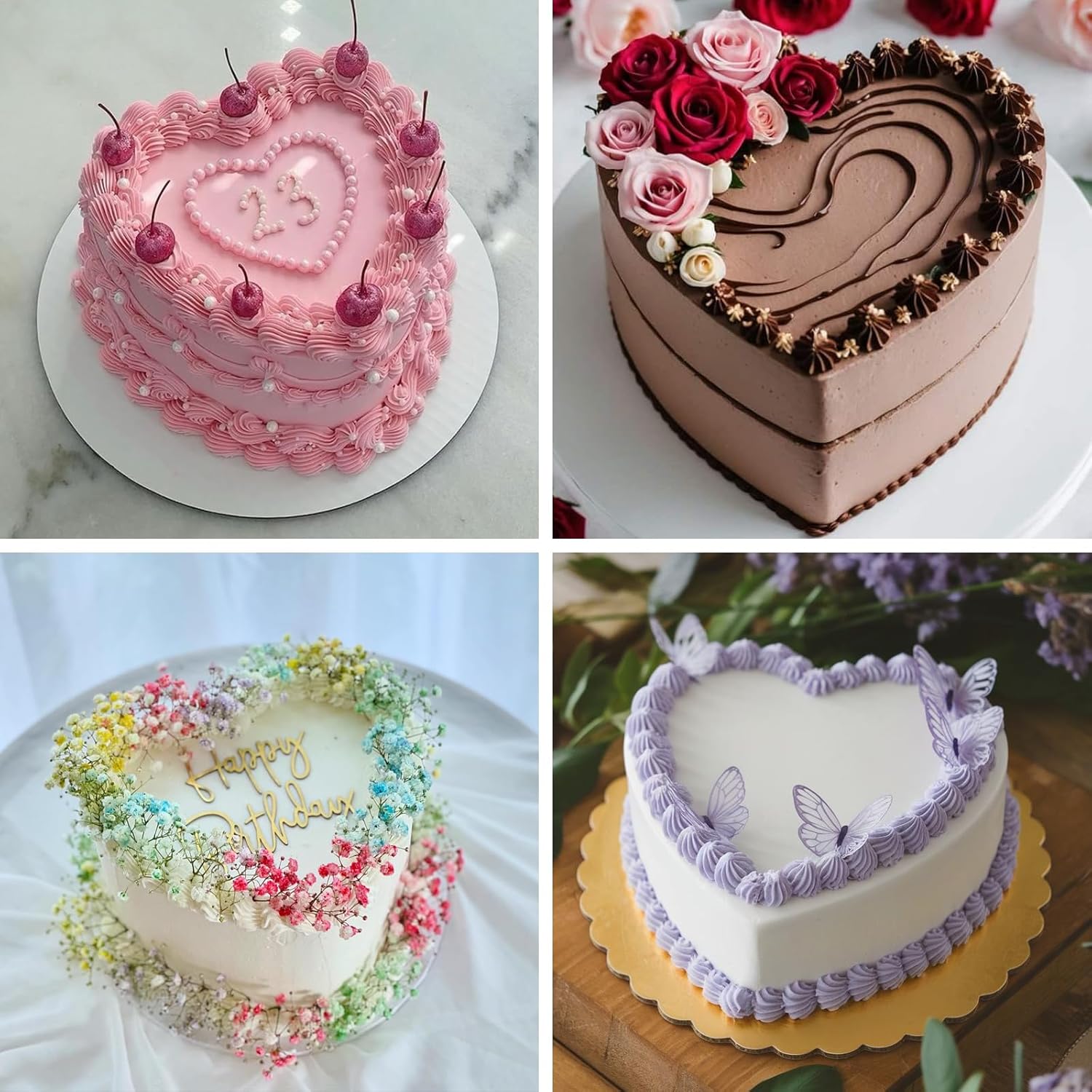 8 Inch Heart Cake Pan, Set of 2 Heart Shaped Cake Pans with 60 Pieces Parchment Paper, Non-stick Cake Baking Pans for Kitchen Birthday Wedding