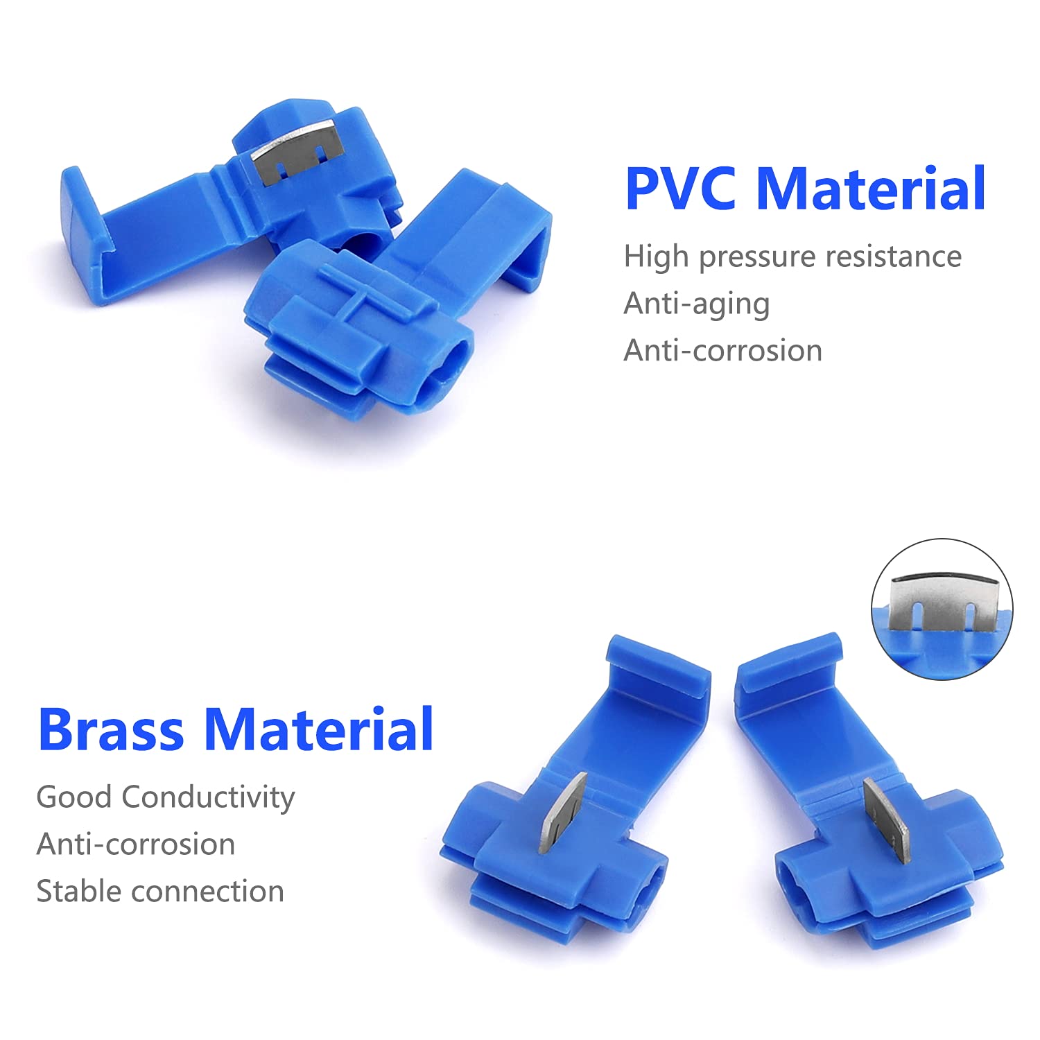 150 pcs Quick Splice Wire Connectors, Solderless Snap Electrical Connector, Blue, Wire Splice Connector, Insulated Wire Crimp Connectors Terminal Joint 22-10 AWG