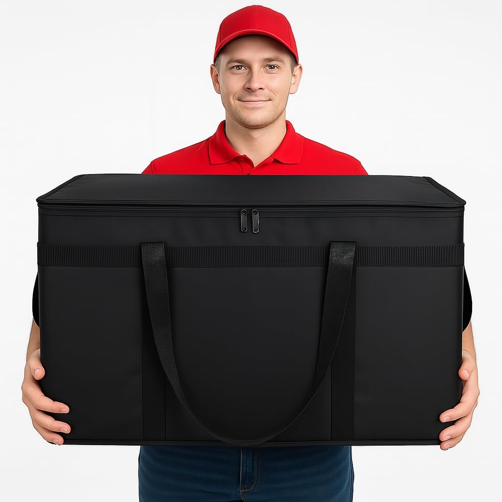 3-Pack Insulated Food Delivery Bag, XXXL Pizza Cooler Bags, Rideshare Delivery Bag, Thermal Cold/Hot Styrofoam Carrier for Catering/Shopping/Travel/Car, Warmer/Frozen