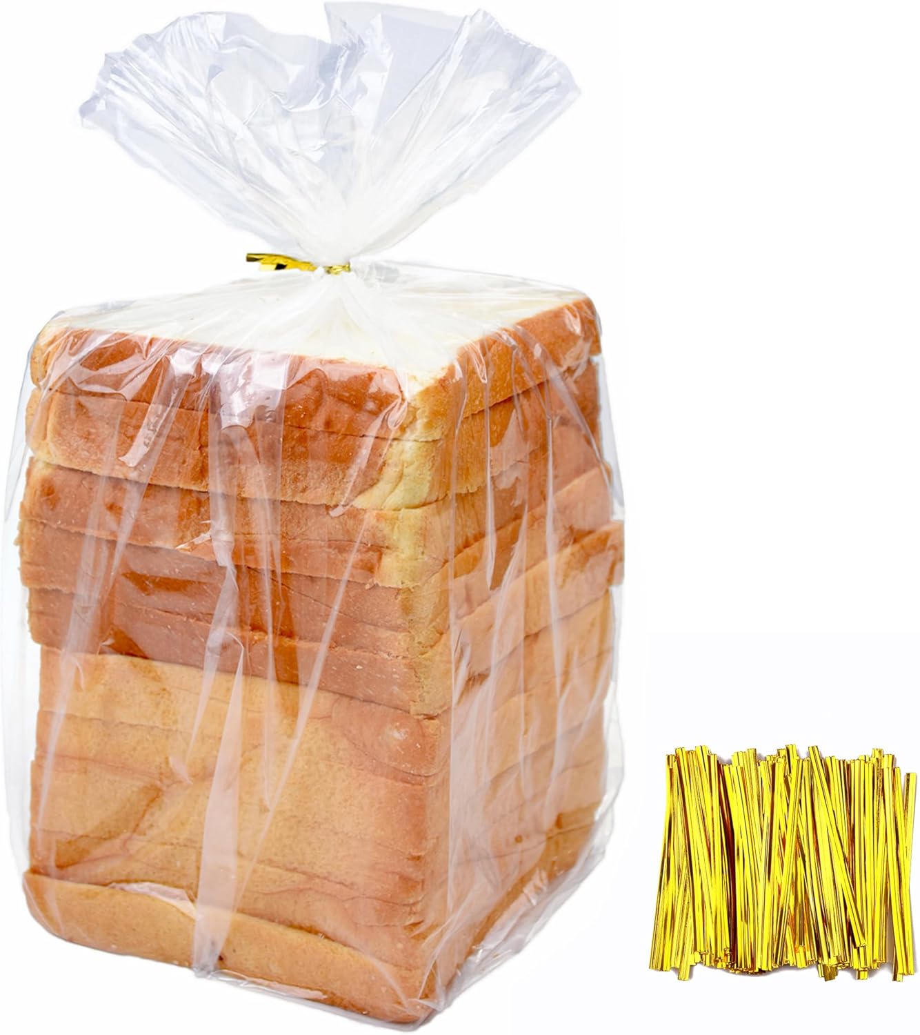120Pcs Plastic Bread Bags for Homemade Bread and 120 Ties, 18 x 8 x 4 Inch Reusable Clear Loaf Bags, Adjustable, Perfect for Home Bakers and Bakeries 120Pcs
