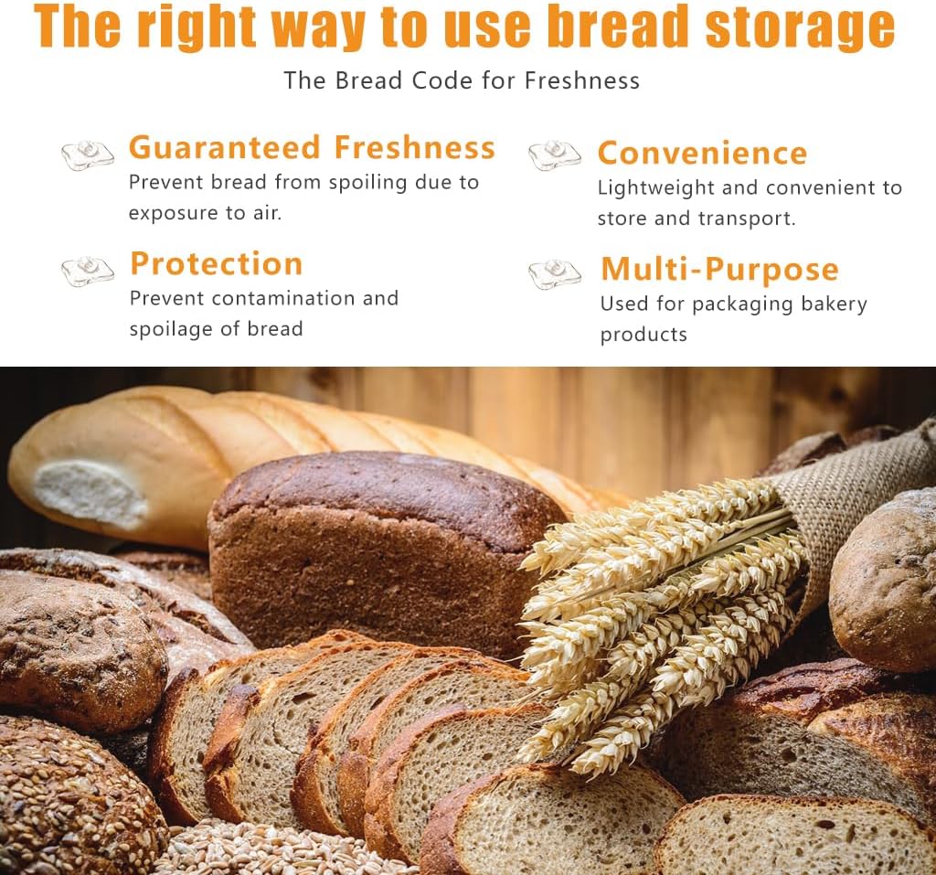 120Pcs Plastic Bread Bags for Homemade Bread and 120 Ties, 18 x 8 x 4 Inch Reusable Clear Loaf Bags, Adjustable, Perfect for Home Bakers and Bakeries 120Pcs