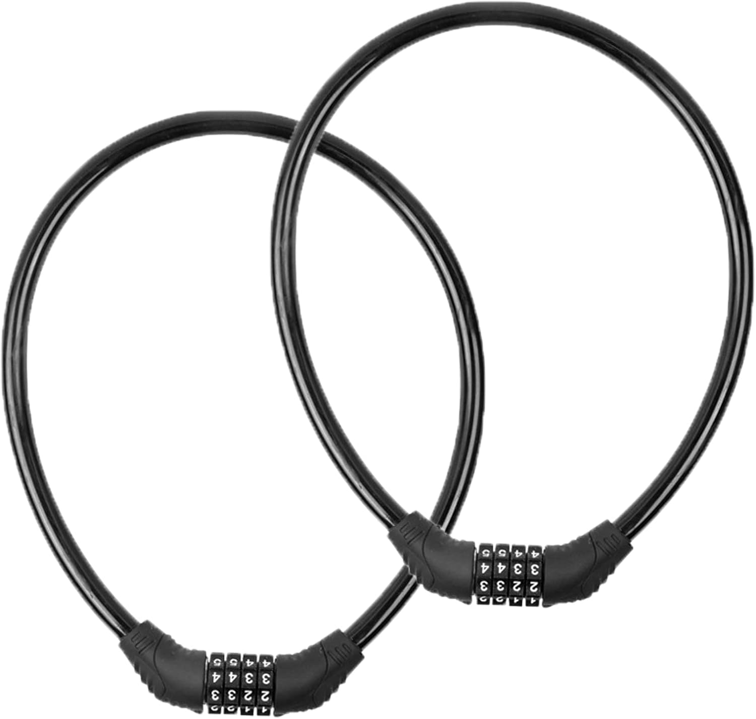 2 PACK Bike Locks Cable,Anti Theft Bicycle Lock Chain,4 Digit Security Resettable Bike Combination Lock Self Coiling Combination Cable Combo Bike Locks Without Mounting Bracket,2 Feetx1/2 Inch Black