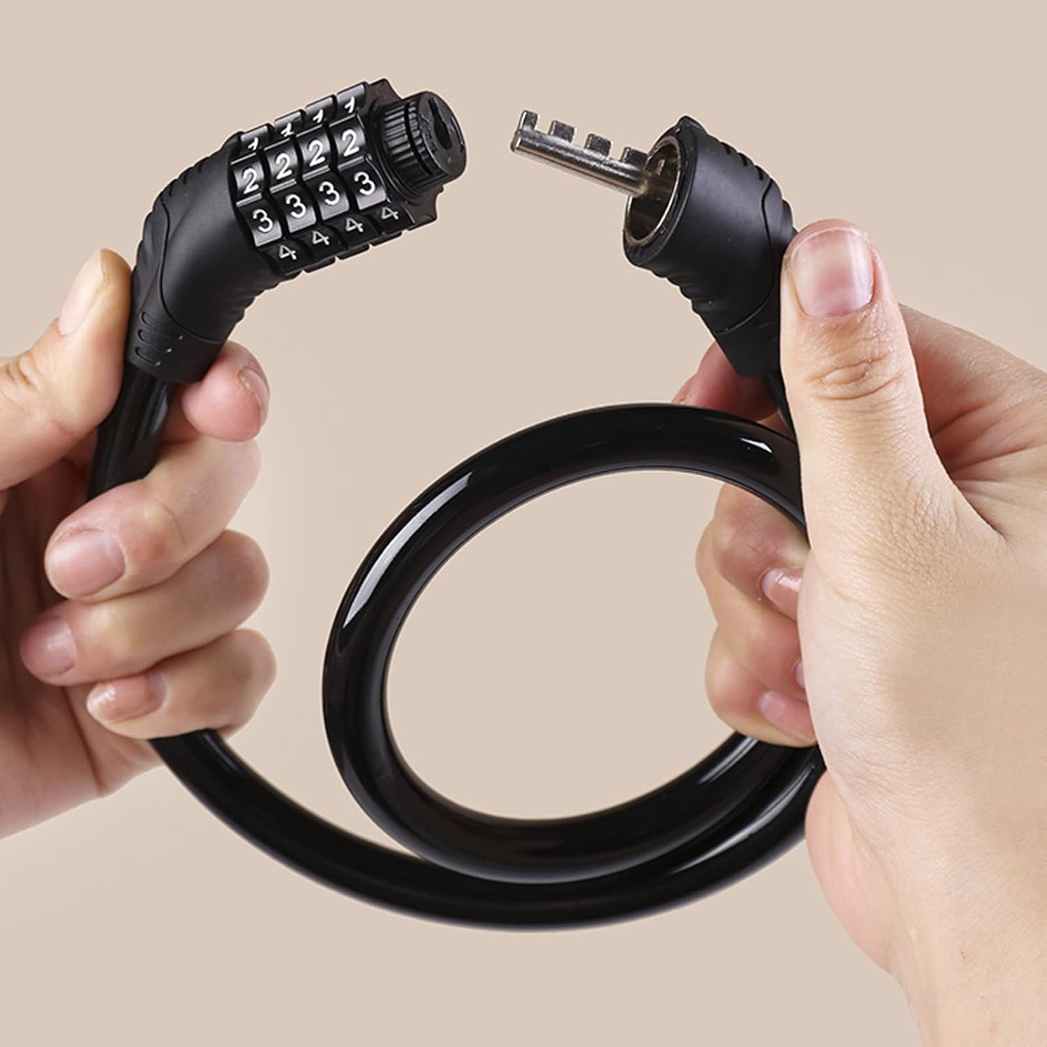 2 PACK Bike Locks Cable,Anti Theft Bicycle Lock Chain,4 Digit Security Resettable Bike Combination Lock Self Coiling Combination Cable Combo Bike Locks Without Mounting Bracket,2 Feetx1/2 Inch Black