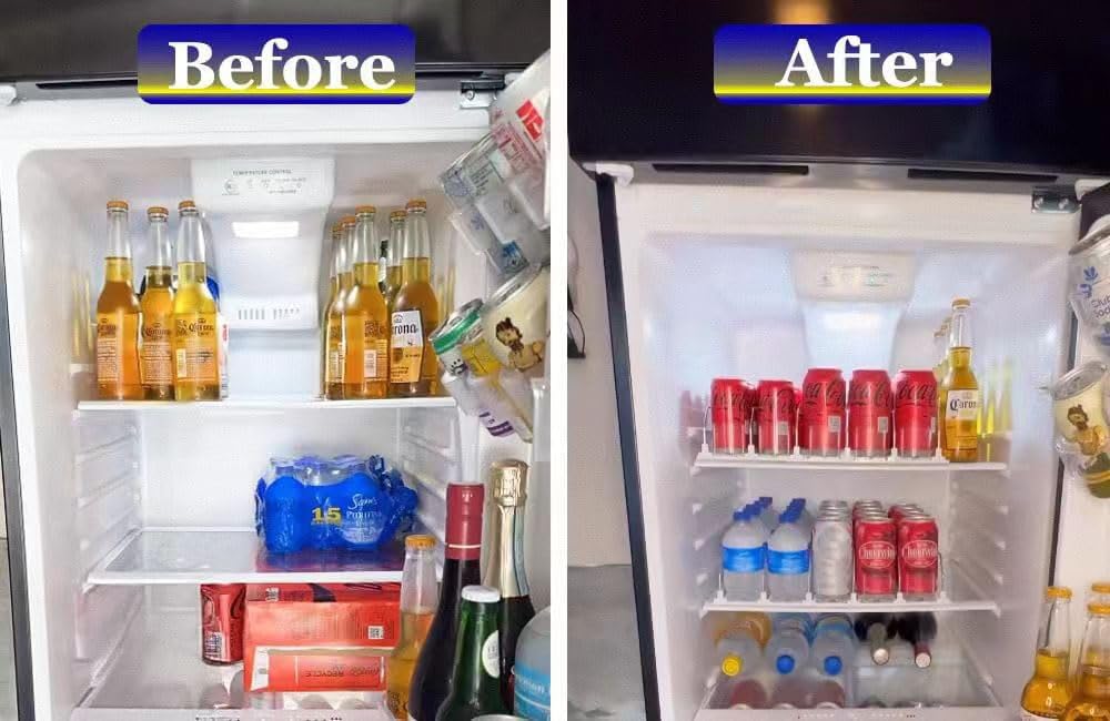 Drink Dispenser for Fridge,Automatic Pusher Glide Soda Can Dispenser for Refrigerator and Adjustable Width - Storage 25 Cans