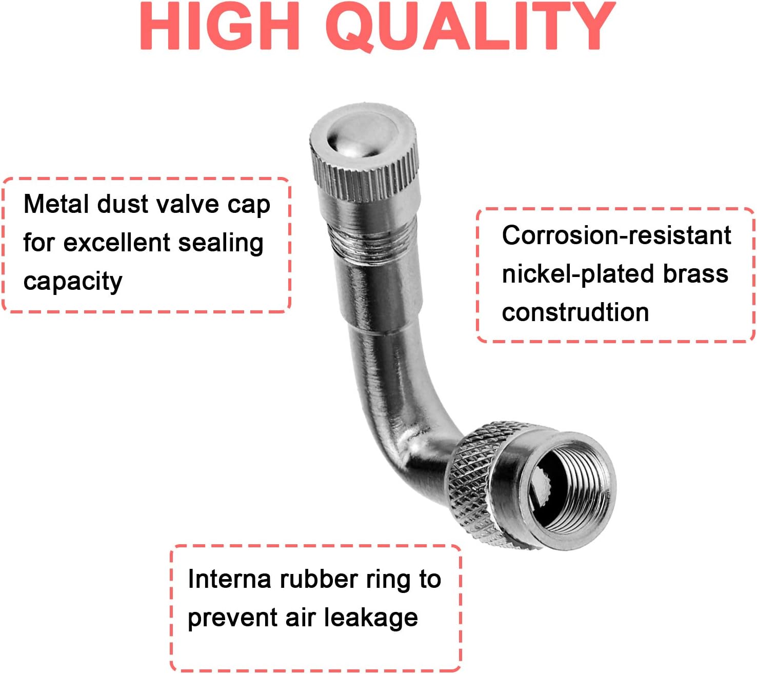 6 PCS 45 Degree 90 Degree 135 Degree Metal Valve Stem Extenders, Universal Valve Stem Extensions Compatible for Dual Wheels Passenger Cars, Stroller, RV, Motorcycles, Bicycles, Trailers