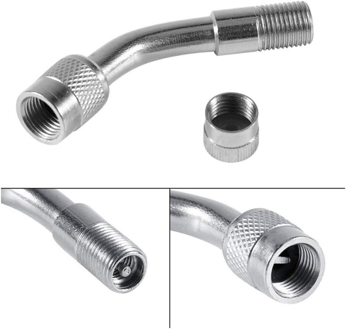 6 PCS 45 Degree 90 Degree 135 Degree Metal Valve Stem Extenders, Universal Valve Stem Extensions Compatible for Dual Wheels Passenger Cars, Stroller, RV, Motorcycles, Bicycles, Trailers