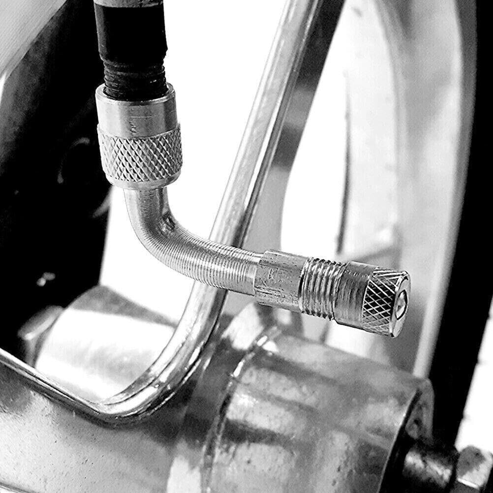 6 PCS 45 Degree 90 Degree 135 Degree Metal Valve Stem Extenders, Universal Valve Stem Extensions Compatible for Dual Wheels Passenger Cars, Stroller, RV, Motorcycles, Bicycles, Trailers