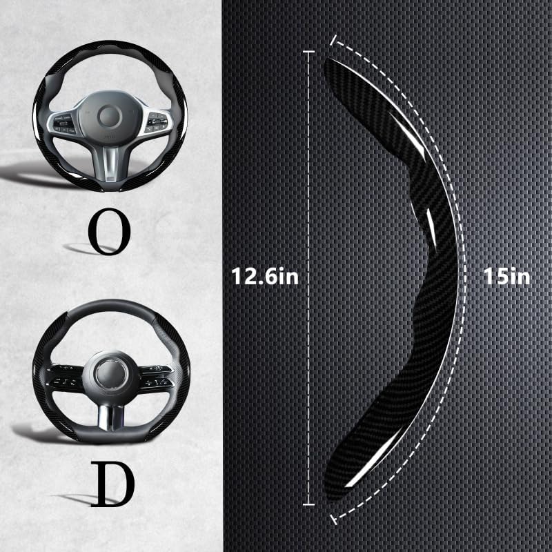 Carbon Fiber Steering Wheel Covers 3 Piece Clip on Steering Wheel Cover Black