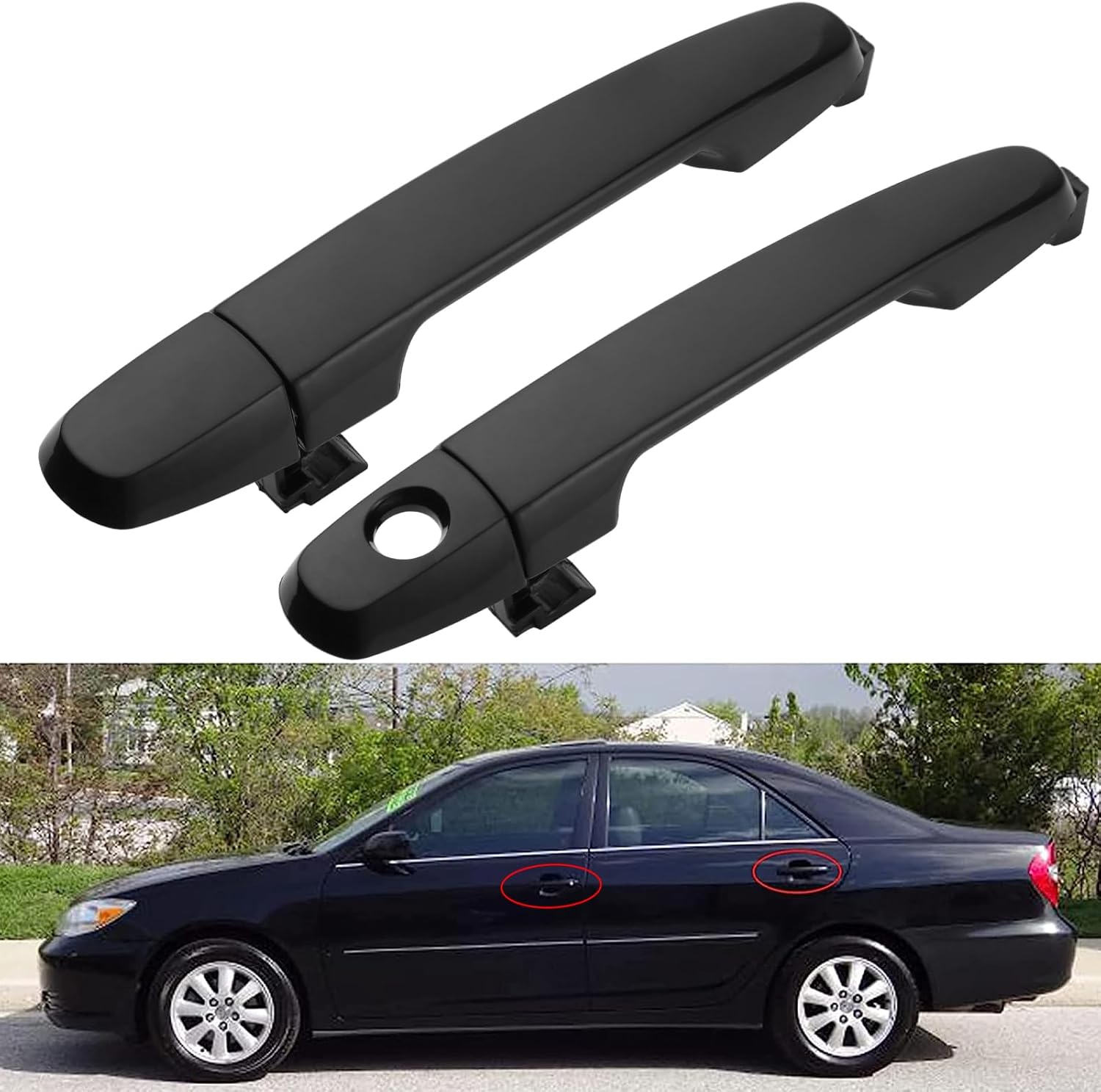 4Pcs Exterior Door Handles for Toyota Camry 2002-2006, Corolla Matrix 2003-2013, RAV4 2001-2012, Prius 04-09, Pontiac Vibe 2003-2010, Front & Rear Driver & Passenger Side Replaces# 81309 92894