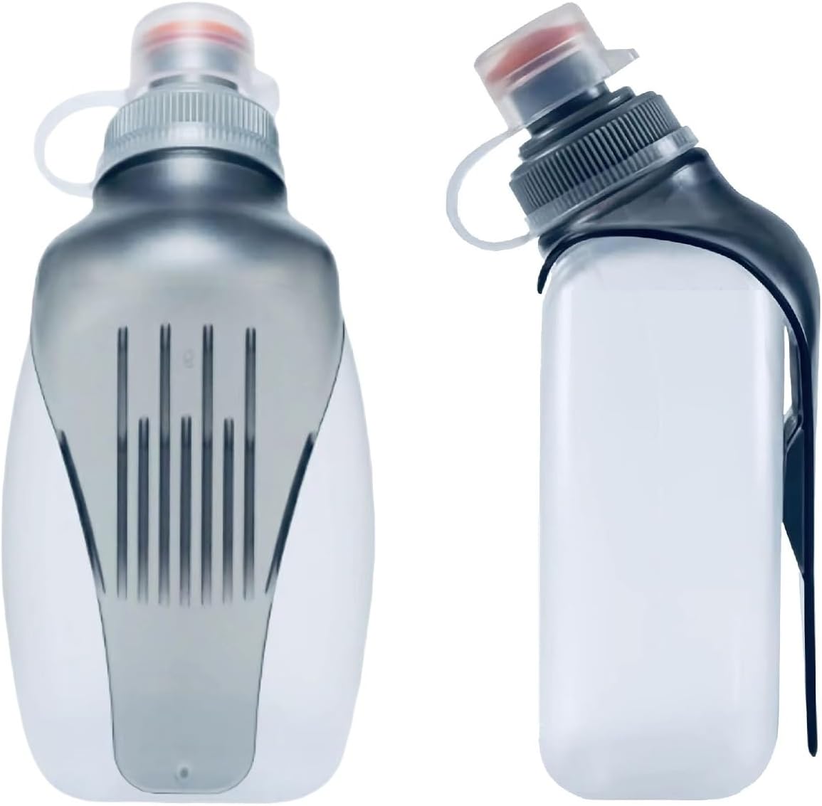 Water Bottle for Running No Bounce Water Bottle with Clip and Cover Cap,BPA-Free Plastic, 8.8oz 250ml for Running/Marathon/Walking/Hiking/Cycling/Trail/Skiing 2 Pack