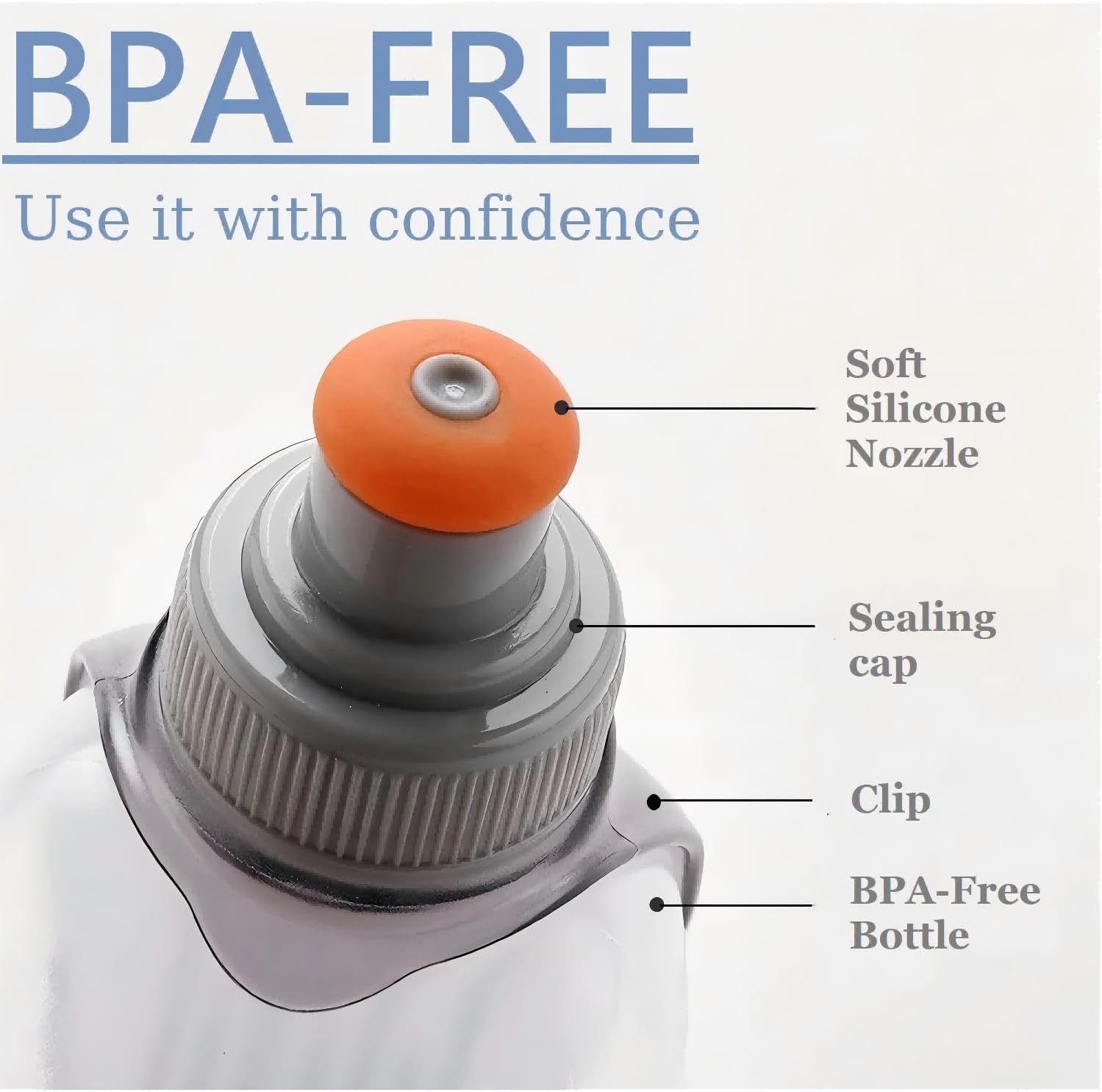 Water Bottle for Running No Bounce Water Bottle with Clip and Cover Cap,BPA-Free Plastic, 8.8oz 250ml for Running/Marathon/Walking/Hiking/Cycling/Trail/Skiing 2 Pack