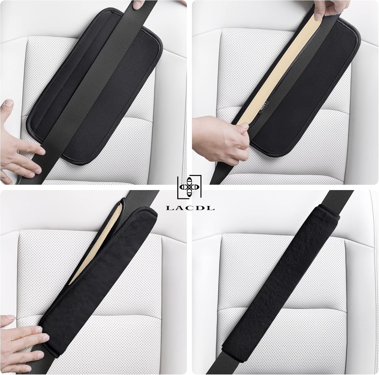 Extra Long Seatbelt Cover Super Soft Furry for Adults Kids Women & Men, Thick Plush Full Car Seat Belt Strap Cushion, Fluffy Shoulder Pad Protector, Auto Interior Accessories, 1pc, Black, 15.5in