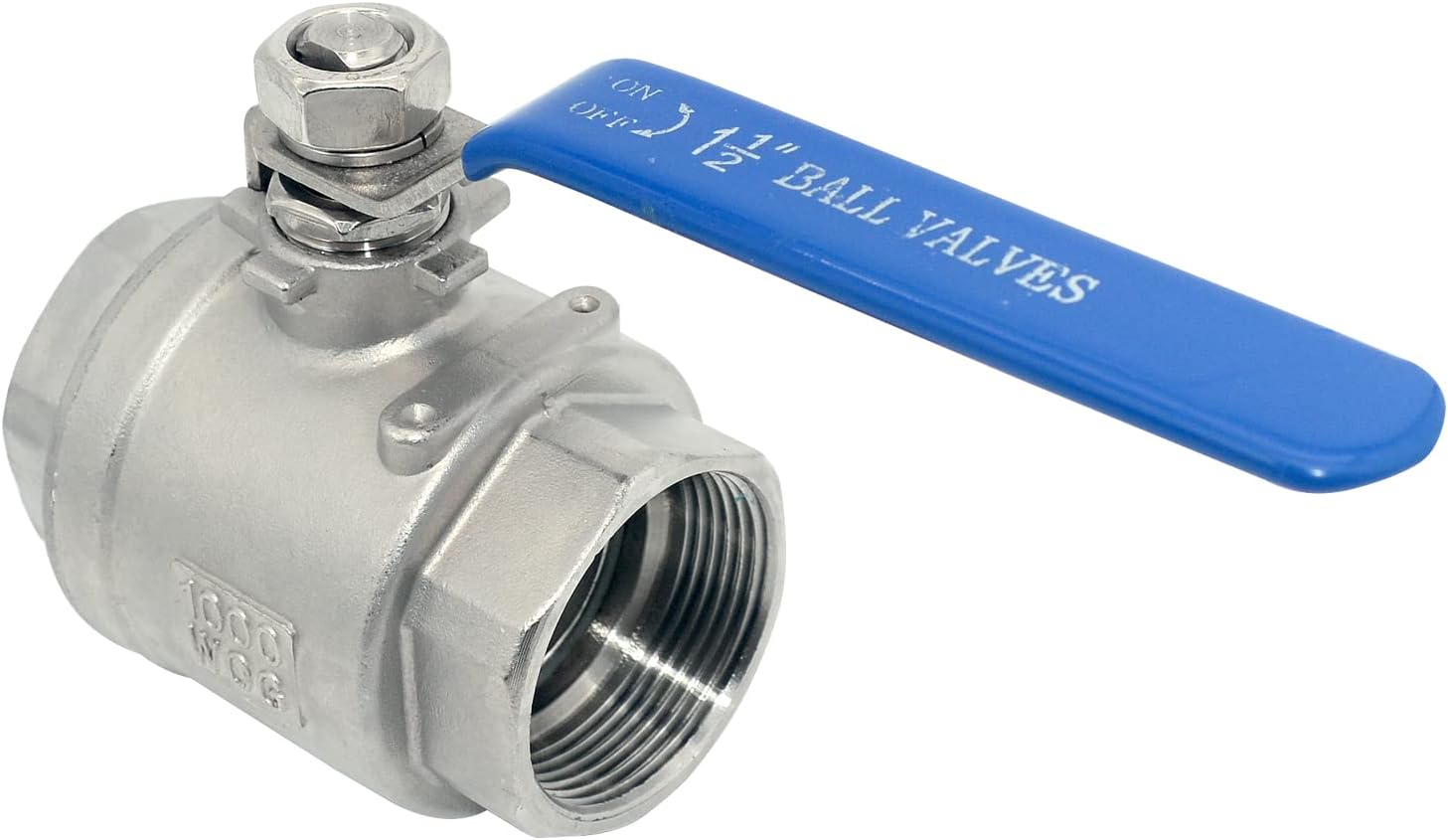 2Pcs 316 Stainless Steel 1.5" Full Port Ball Valve with Heavy Duty Blue Vinyl Insulation Handle, NPT Female x Female Thread,1000 WOG