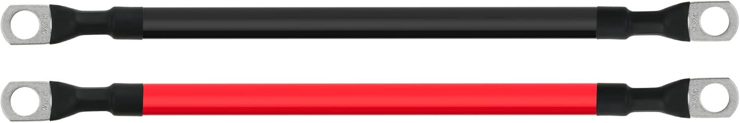 4 AWG Battery Cable 4AWG Gauge Pure Copper Battery Inverter Cables with 3/8 in Lugs Both Ends Power Inverter Wire Set for Automotive Solar Marine Boat RV Car Motorcycle Red and Black 1ft