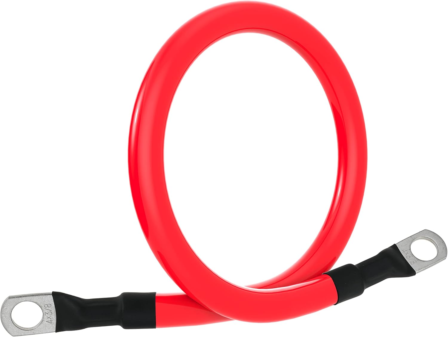 4 AWG Battery Cable 4AWG Gauge Pure Copper Battery Inverter Cables with 3/8 in Lugs Both Ends Power Inverter Wire Set for Automotive Solar Marine Boat RV Car Motorcycle Red and Black 1ft