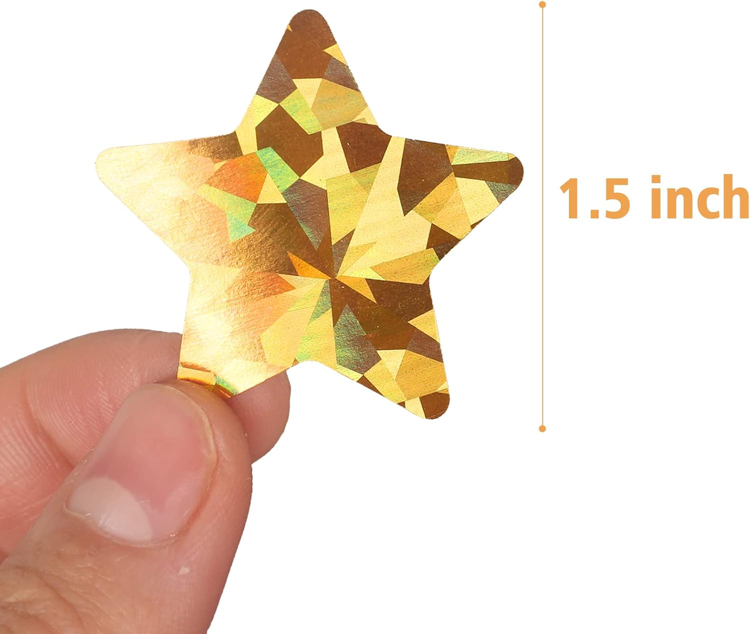 1.5" Large Holographic Gold Star Stickers for Kids Reward, 500 Pcs Foil Star Metallic Stickers Roll for Behavior Chart, Student Planner and School Classroom Teacher Supplies