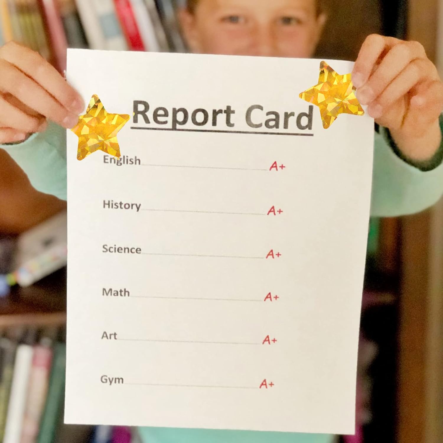 1.5" Large Holographic Gold Star Stickers for Kids Reward, 500 Pcs Foil Star Metallic Stickers Roll for Behavior Chart, Student Planner and School Classroom Teacher Supplies