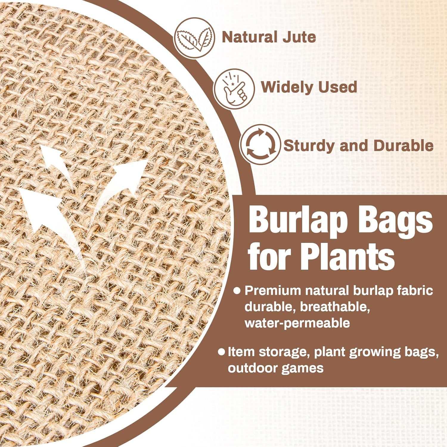 2 PCS Burlap Sack - 19.6" x 35" Burlap Bags for Plants High Density Natural Jute Bag of Potatoe Storage Plant Grow Bags with Rope Potato Sacks Race Bag Halloween,Christmas Decorations