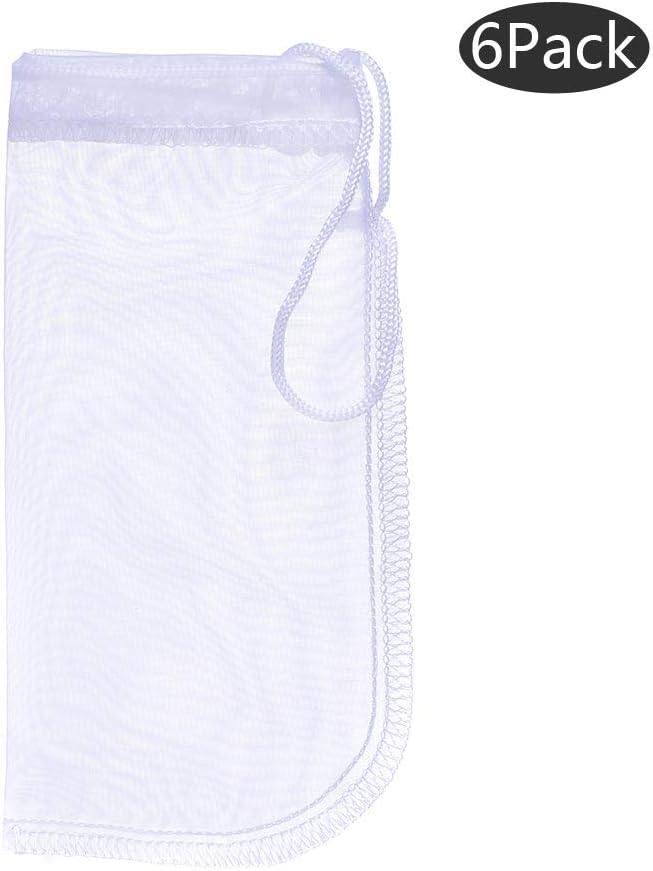 Media Filter Bag Aquarium Extra Fine,Reusable 180 Micron Drawstring Mesh Filter Bags for Very Fine Resins Filter 7.5"*3.6" 6 Pack