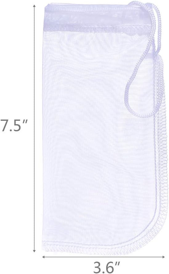 Media Filter Bag Aquarium Extra Fine,Reusable 180 Micron Drawstring Mesh Filter Bags for Very Fine Resins Filter 7.5"*3.6" 6 Pack