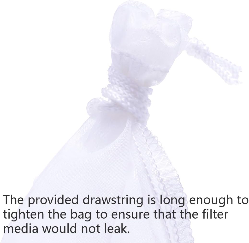 Media Filter Bag Aquarium Extra Fine,Reusable 180 Micron Drawstring Mesh Filter Bags for Very Fine Resins Filter 7.5"*3.6" 6 Pack