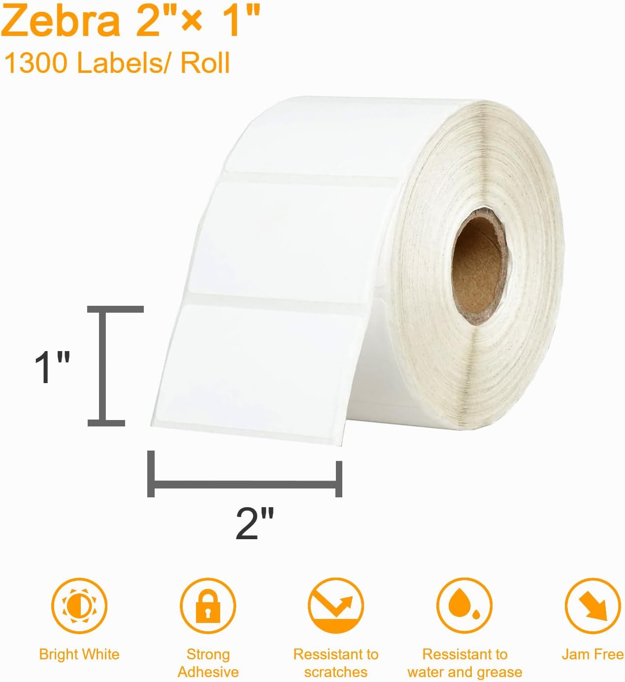 【15600 Labels/12 Rolls】 3-Proof 1" Core 2" x 1" Direct Thermal Label 51mm x 25mm Multipurpose Shipping Address Barcodes Labels Compatible for Zebra & Rollo Desktop Label Printer