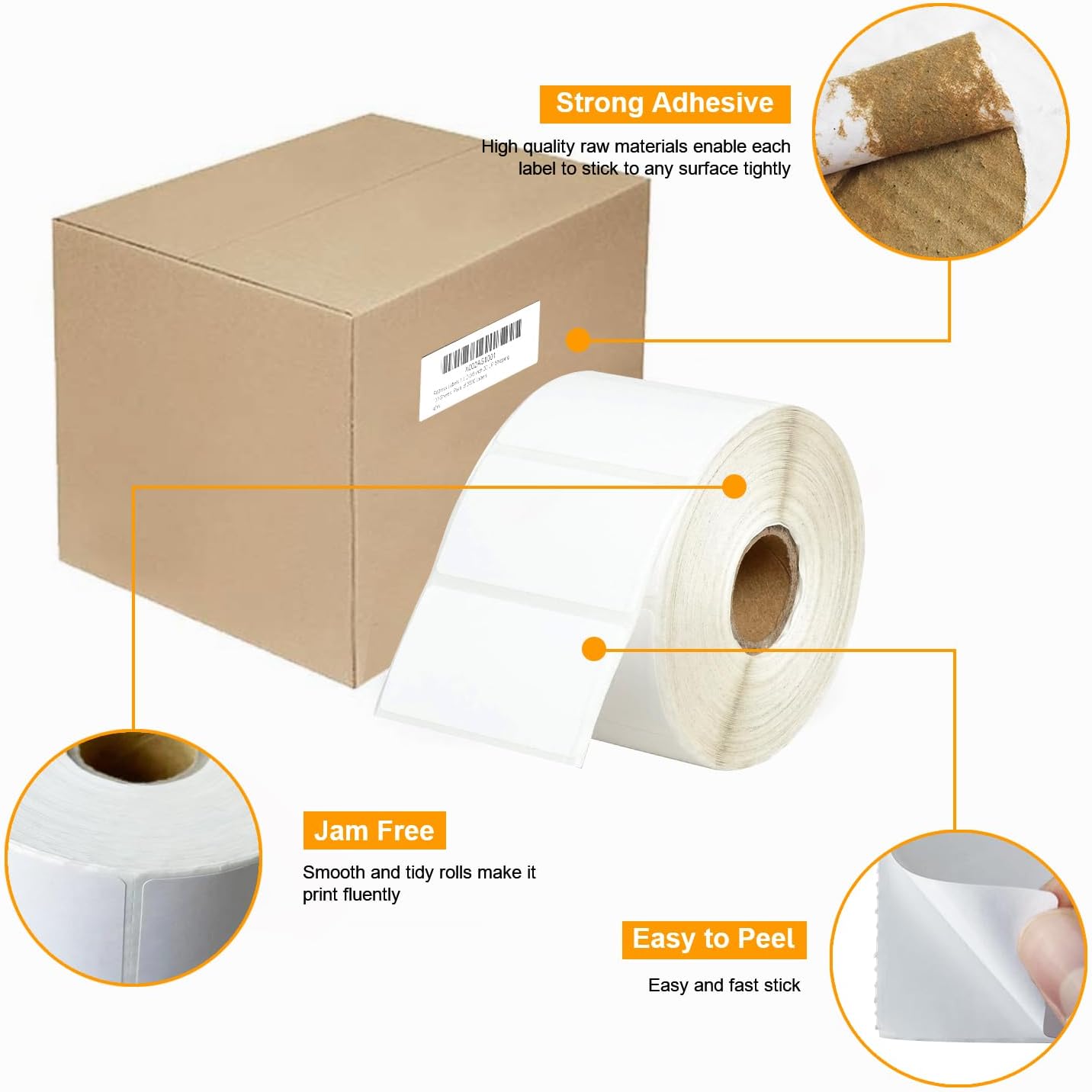 【15600 Labels/12 Rolls】 3-Proof 1" Core 2" x 1" Direct Thermal Label 51mm x 25mm Multipurpose Shipping Address Barcodes Labels Compatible for Zebra & Rollo Desktop Label Printer