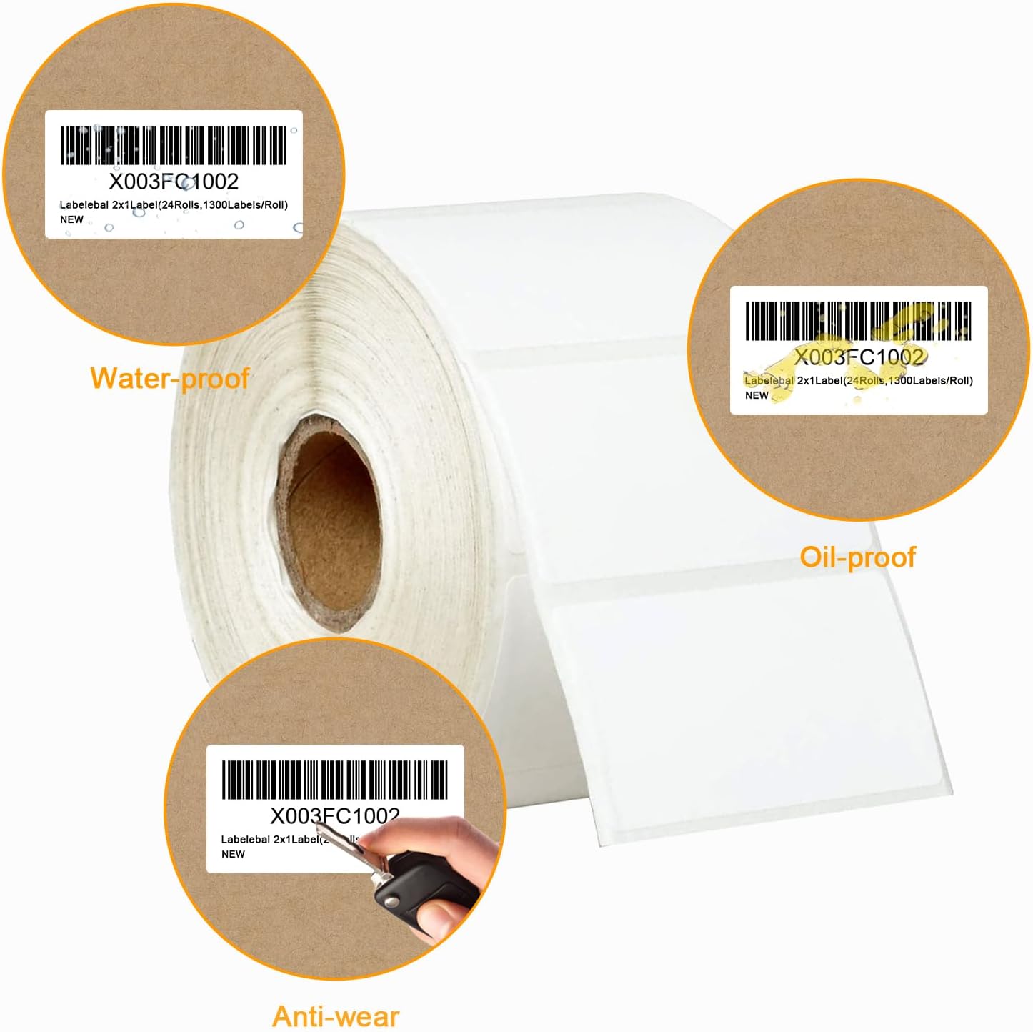 【15600 Labels/12 Rolls】 3-Proof 1" Core 2" x 1" Direct Thermal Label 51mm x 25mm Multipurpose Shipping Address Barcodes Labels Compatible for Zebra & Rollo Desktop Label Printer