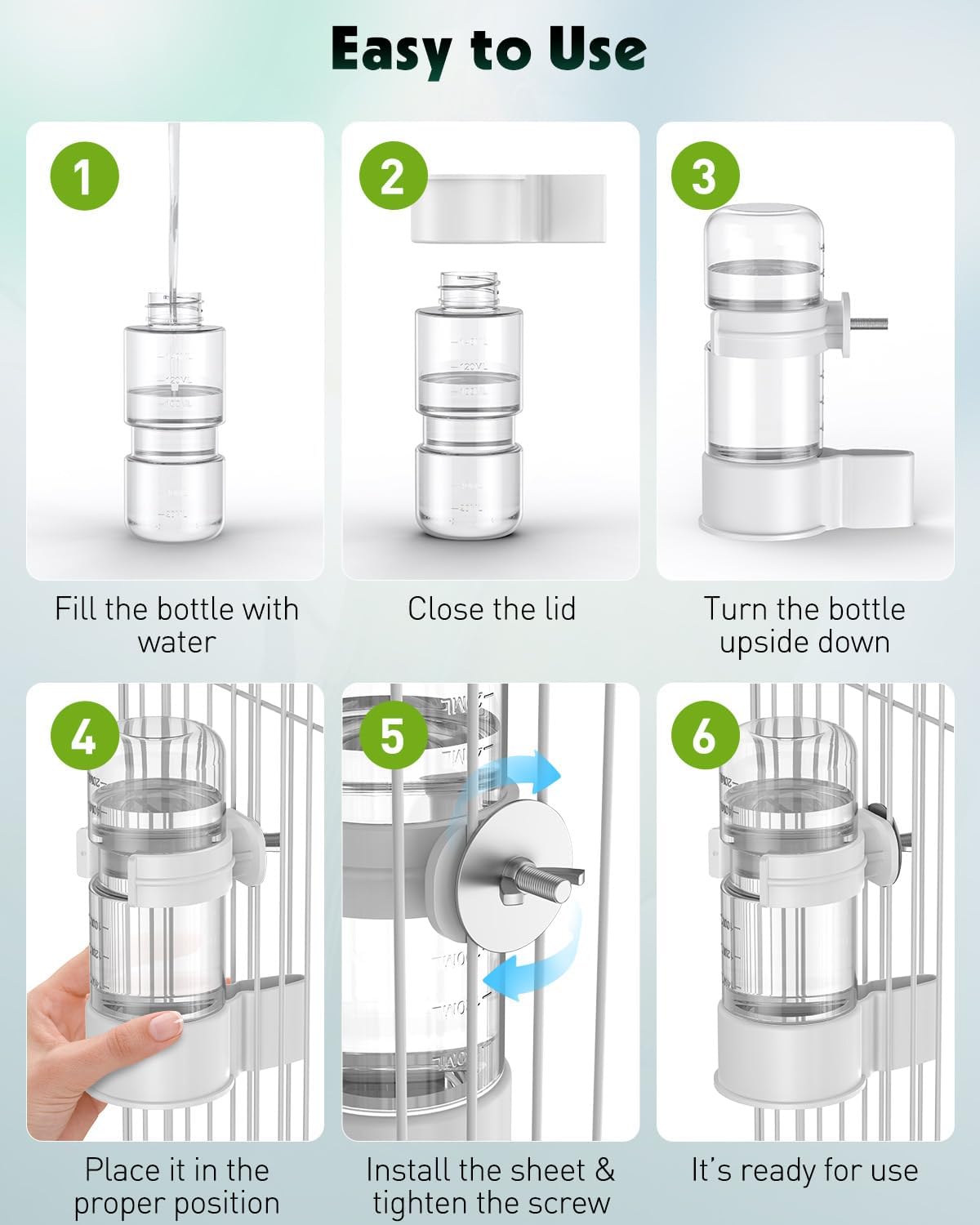 Bird Water Dispenser, Automatic Water Feeder, Plastic Cage Water Dispenser, White Parrot Waterer for Small Parakeet Cockatiel Budgie Lovebirds Not Fit for Food Feeding