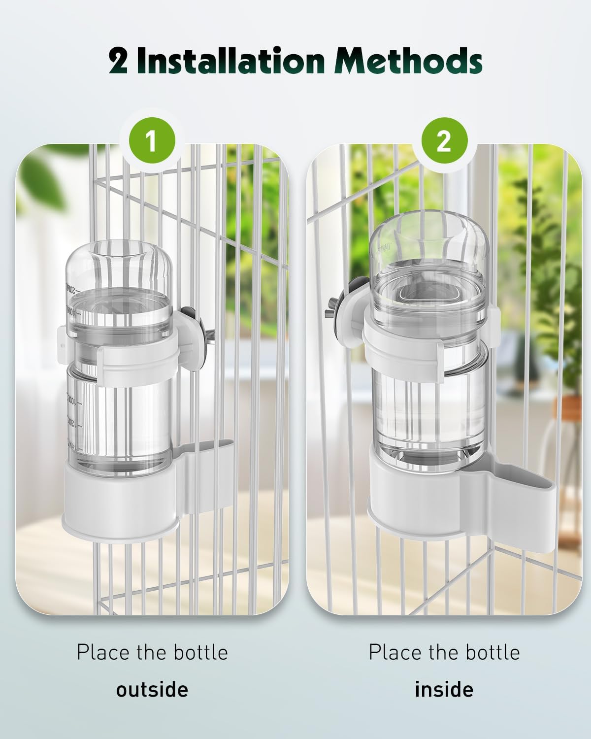 Bird Water Dispenser, Automatic Water Feeder, Plastic Cage Water Dispenser, White Parrot Waterer for Small Parakeet Cockatiel Budgie Lovebirds Not Fit for Food Feeding