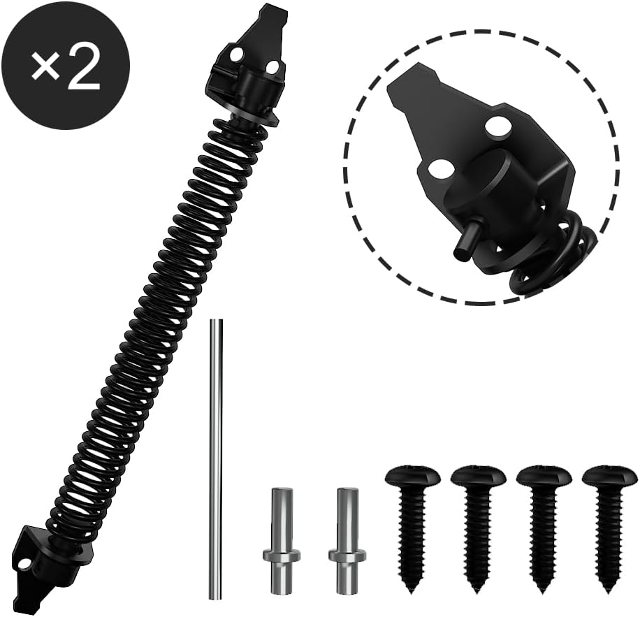 2 Pack 14" Fence gate Spring self Closing and Adjustable for Wooden or Vinyl Fence,Carbon Steel,Black gate spring-14-2"