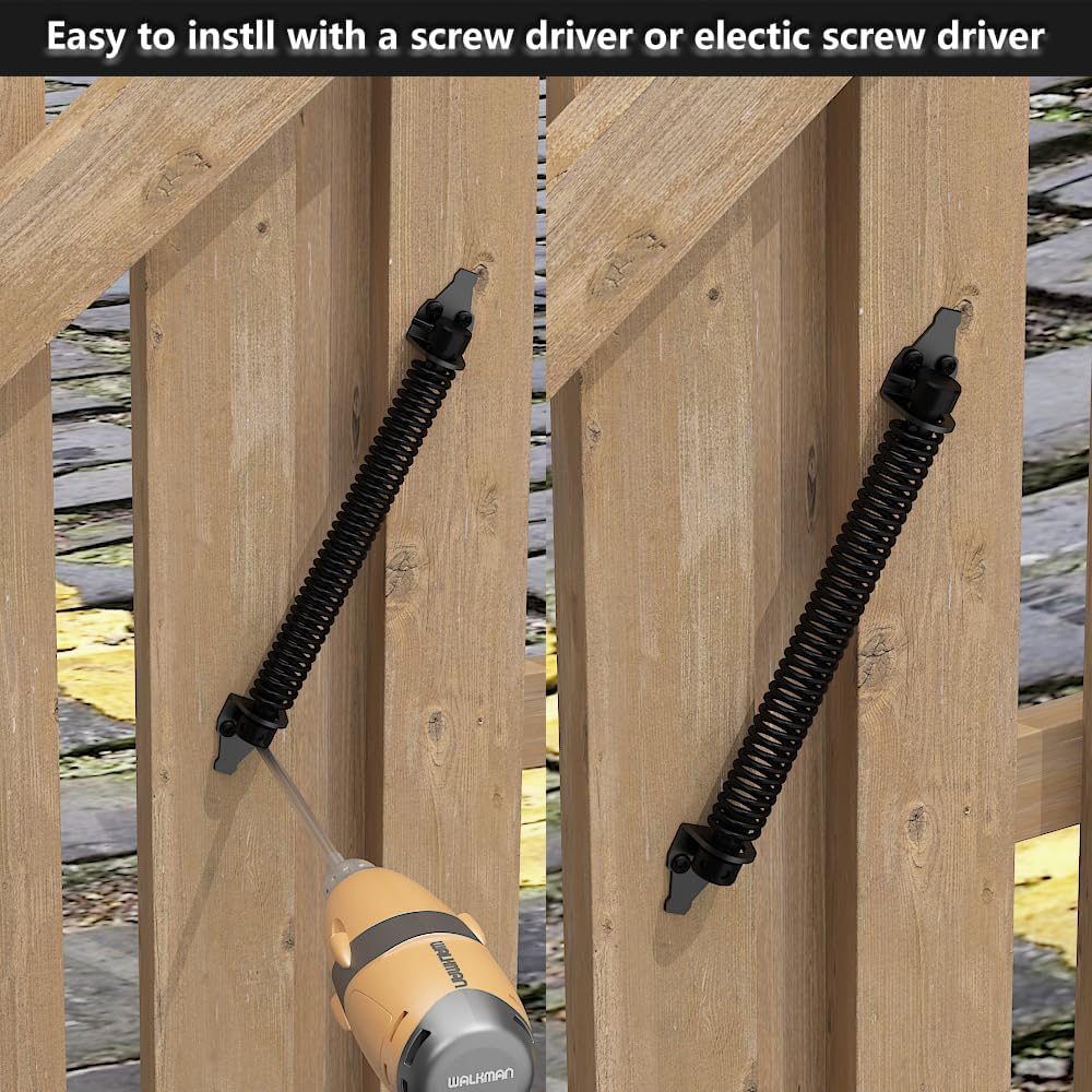 2 Pack 14" Fence gate Spring self Closing and Adjustable for Wooden or Vinyl Fence,Carbon Steel,Black gate spring-14-2"