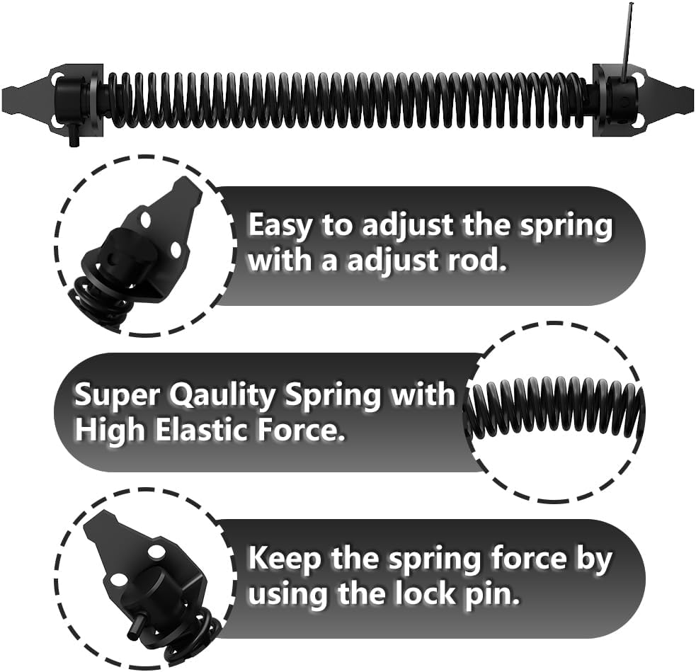 2 Pack 14" Fence gate Spring self Closing and Adjustable for Wooden or Vinyl Fence,Carbon Steel,Black gate spring-14-2"
