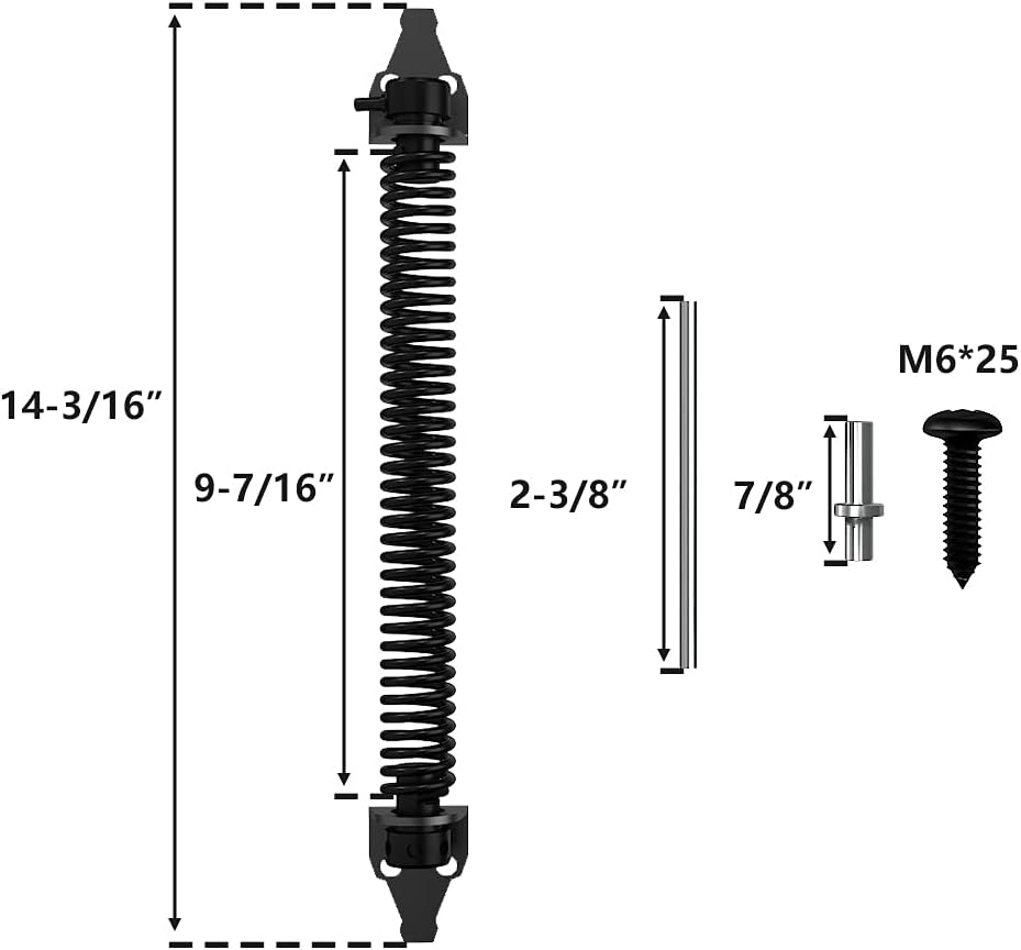 2 Pack 14" Fence gate Spring self Closing and Adjustable for Wooden or Vinyl Fence,Carbon Steel,Black gate spring-14-2"