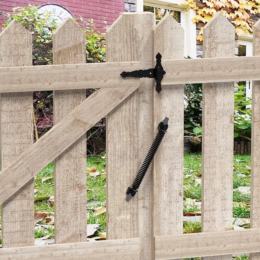 2 Pack 14" Fence gate Spring self Closing and Adjustable for Wooden or Vinyl Fence,Carbon Steel,Black gate spring-14-2"