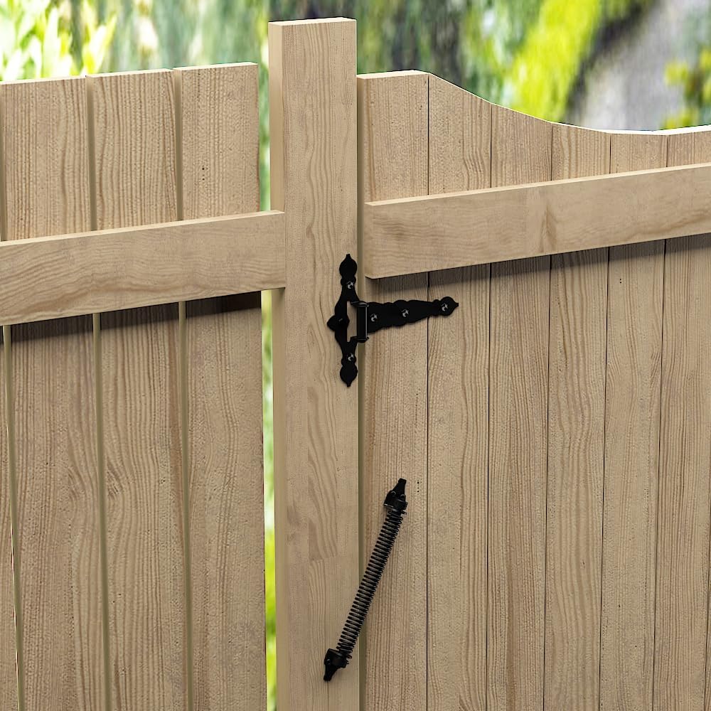 2 Pack 14" Fence gate Spring self Closing and Adjustable for Wooden or Vinyl Fence,Carbon Steel,Black gate spring-14-2"
