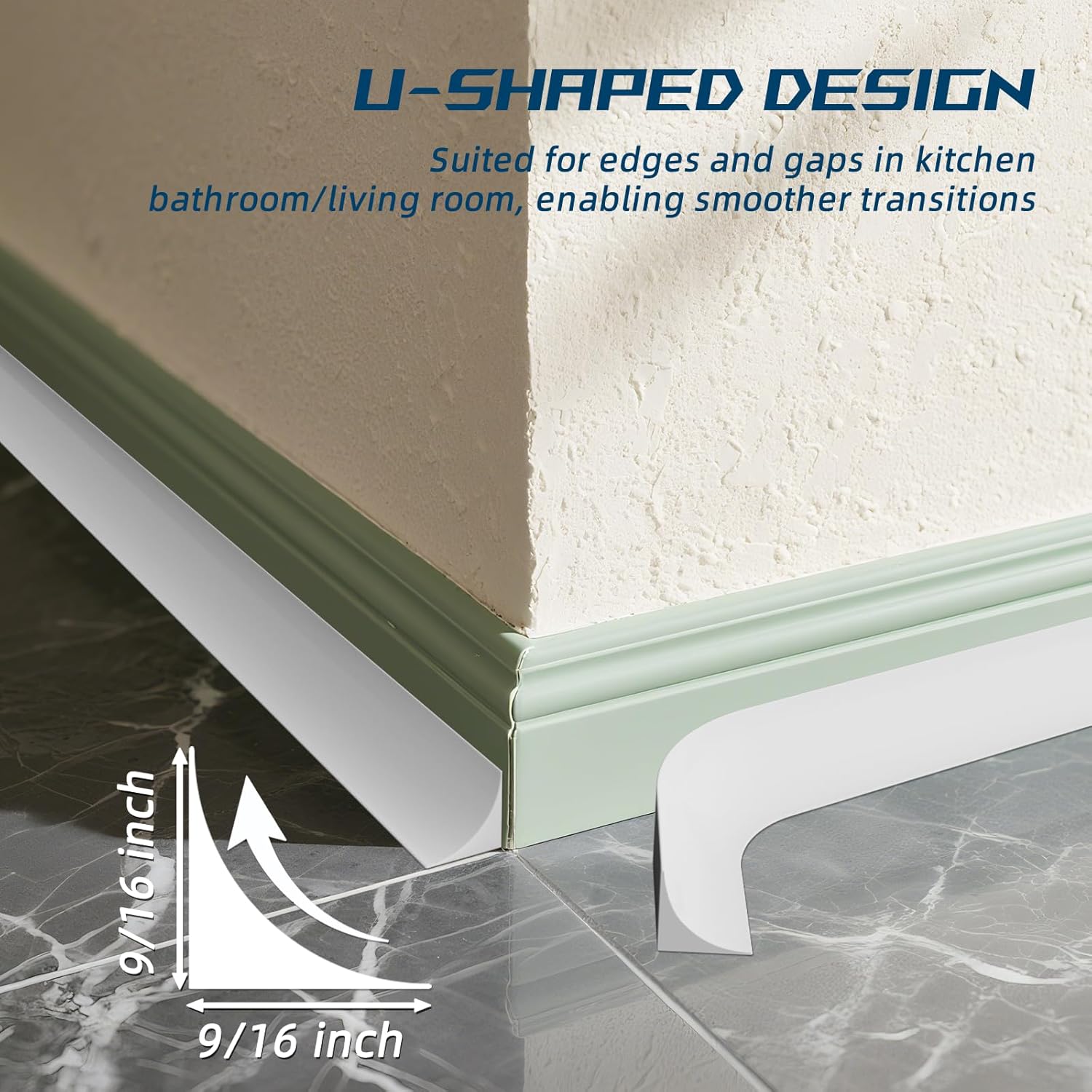 Flexible Quarter Round Molding Trim - Peel and Stick Silicone Caulk Strip,Shoe Molding for Floor Edge,Wall Corner,Staircase,Cabinet,Baseboard and Window Sill in Bathroom/Kitchen/Living Room,118 Inch