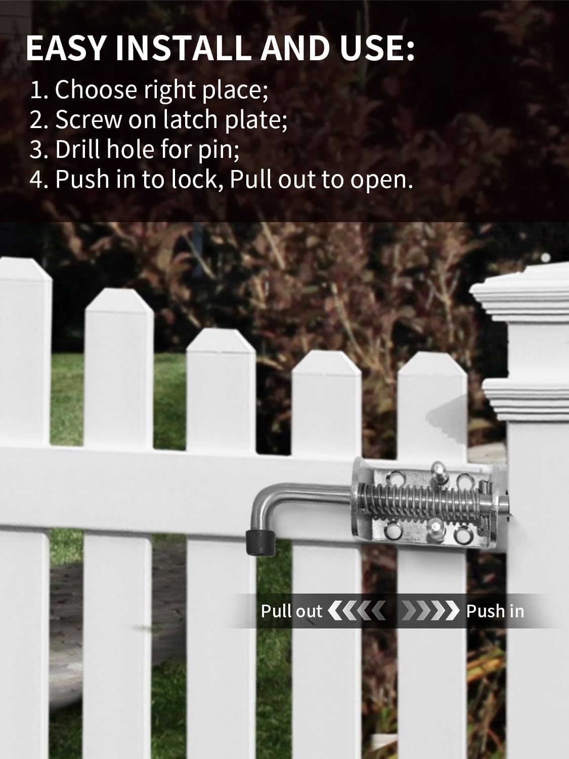 Spring Loaded Gate Latch Pin Barrel Bolt 6in x 1/2in Stem Durable Zinc Plated Solid Steel Heavy Duty for Tailgate - 2pcs