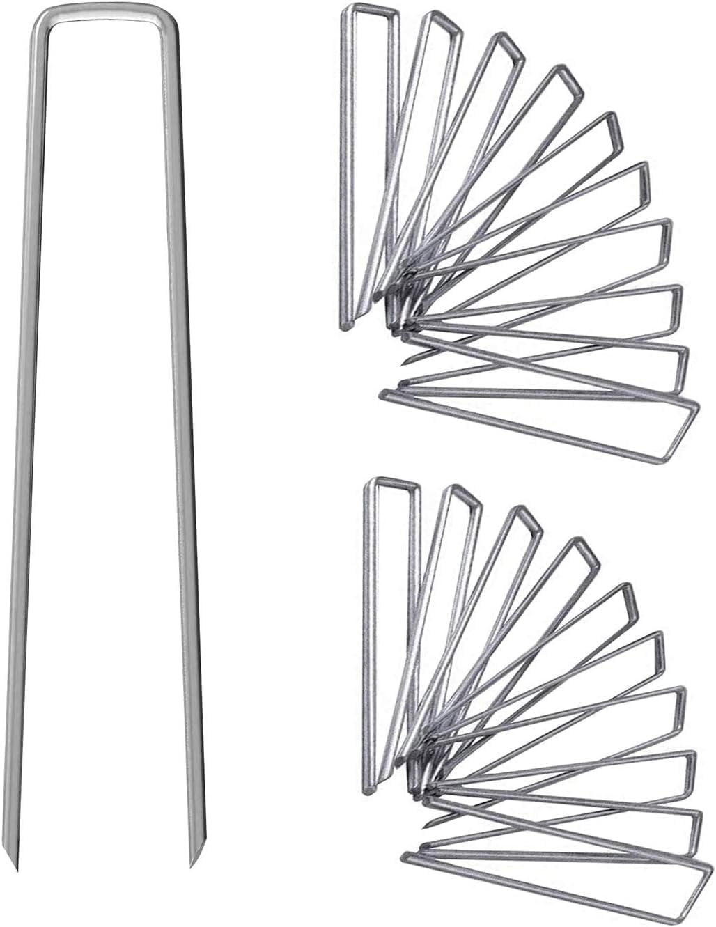 12 Inch Galvanized Garden Landscape Staples Stakes, 25 50 100 PCS Anti-Rust Garden Staples Tent Ground Stakes U-Shaped Landscape Pins for Secure Lawn Fabric, Decoration 25, 12 Inch