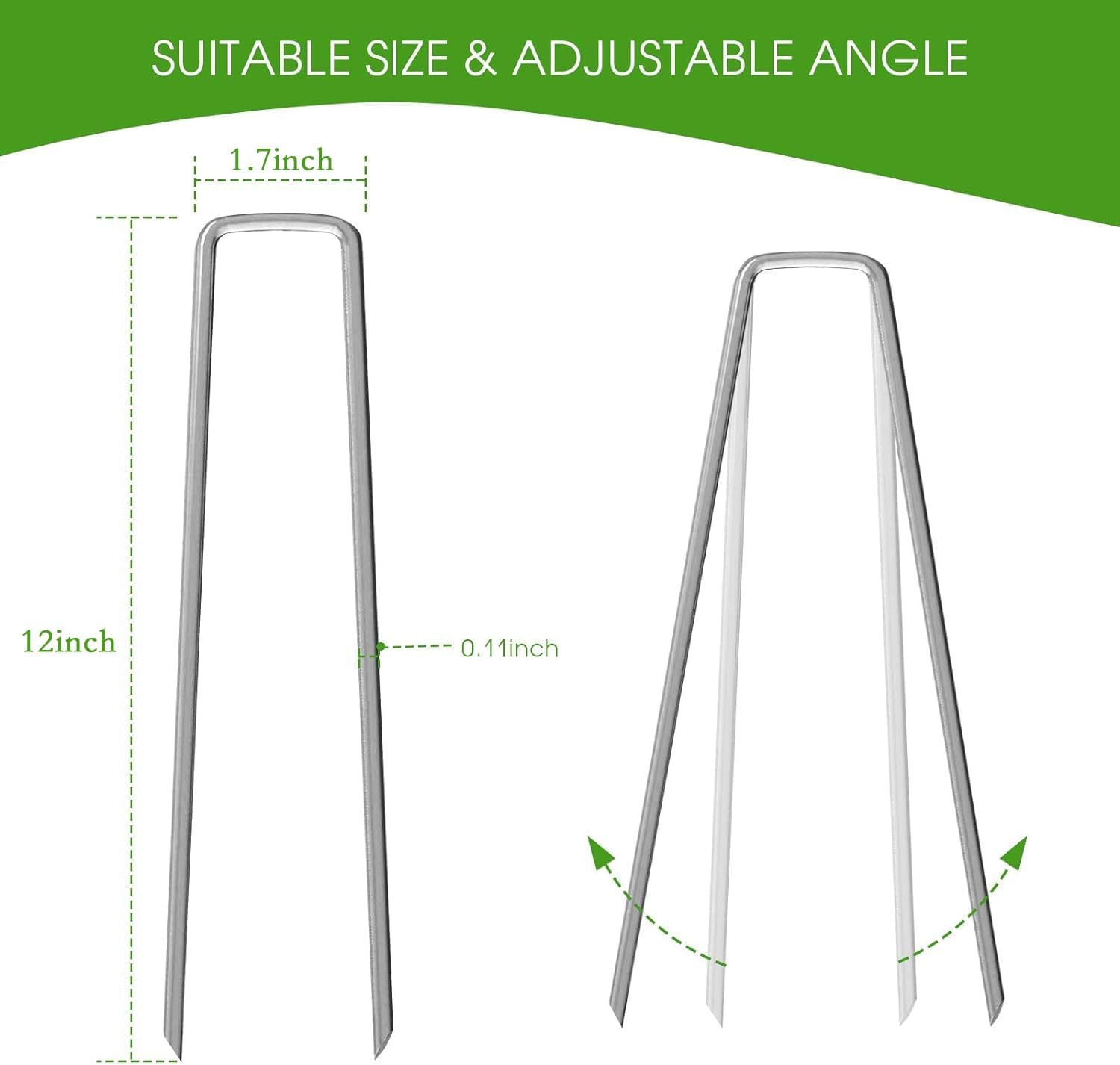 12 Inch Galvanized Garden Landscape Staples Stakes, 25 50 100 PCS Anti-Rust Garden Staples Tent Ground Stakes U-Shaped Landscape Pins for Secure Lawn Fabric, Decoration 25, 12 Inch