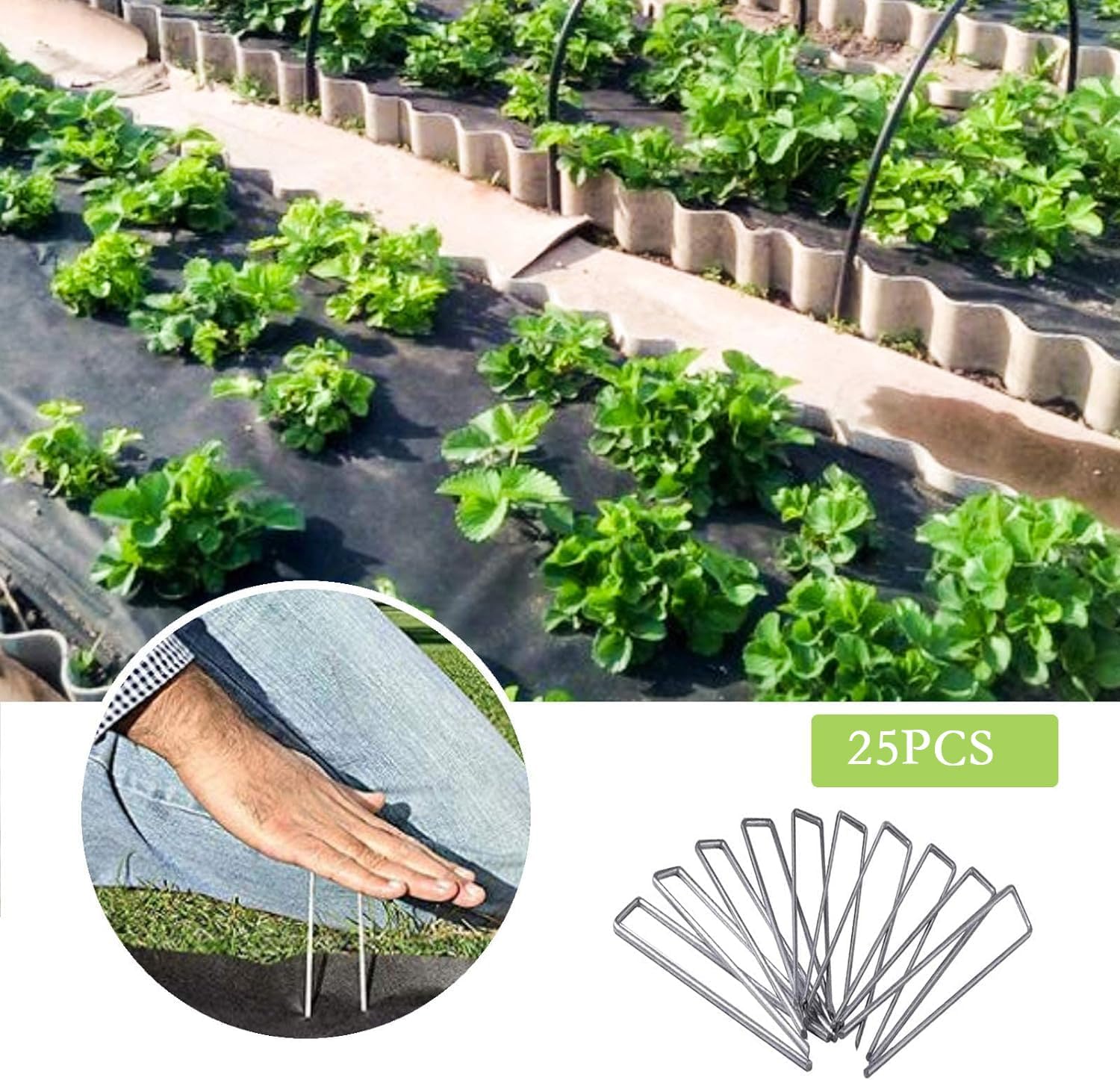 12 Inch Galvanized Garden Landscape Staples Stakes, 25 50 100 PCS Anti-Rust Garden Staples Tent Ground Stakes U-Shaped Landscape Pins for Secure Lawn Fabric, Decoration 25, 12 Inch