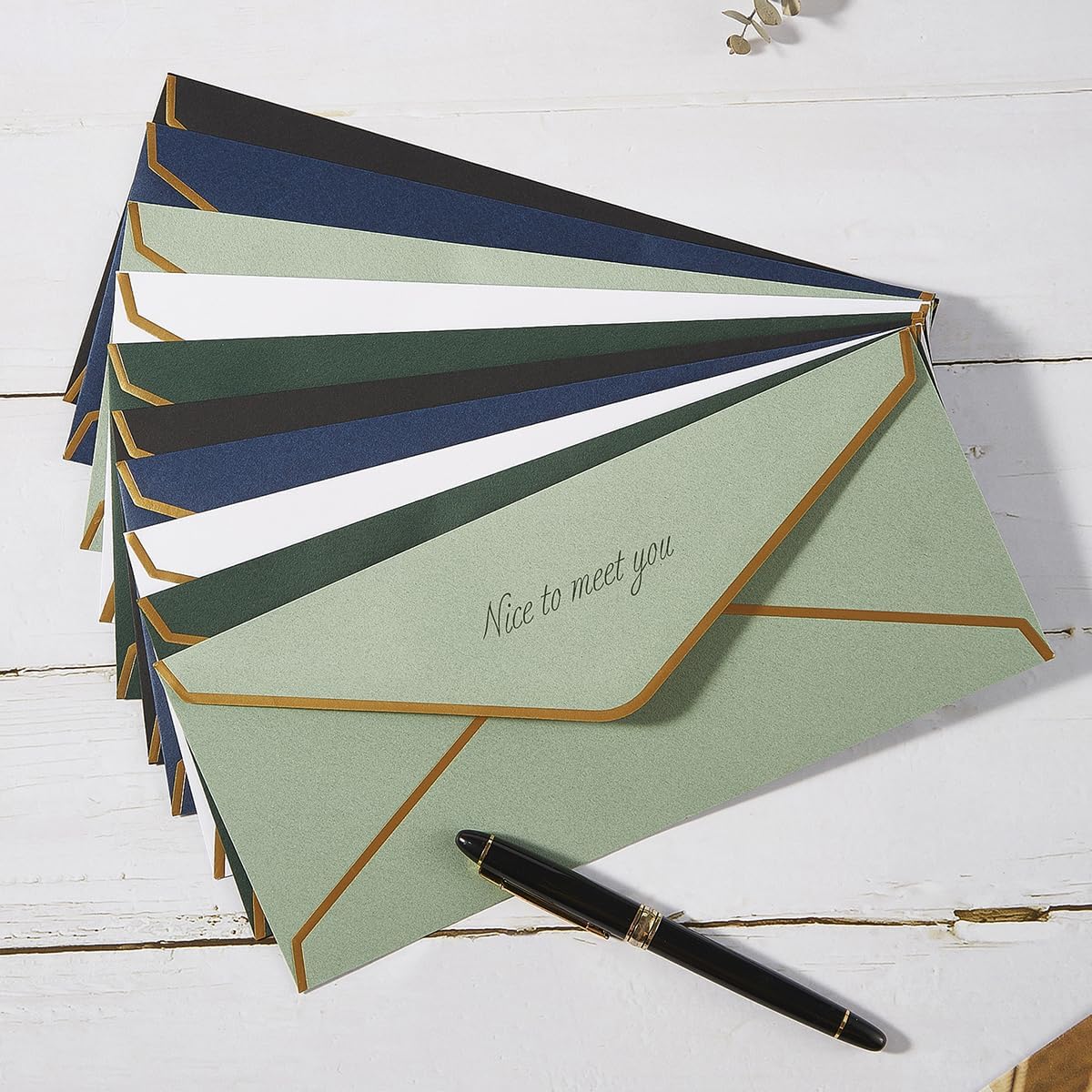 100 Pack #10 Business Envelopes with Gold Border, Self Seal Standard Envelopes with Gold Stickers for Office, Checks, Letter Mailing, Invoices, 4 1/8 x 9 1/2 Inches Navy Blue