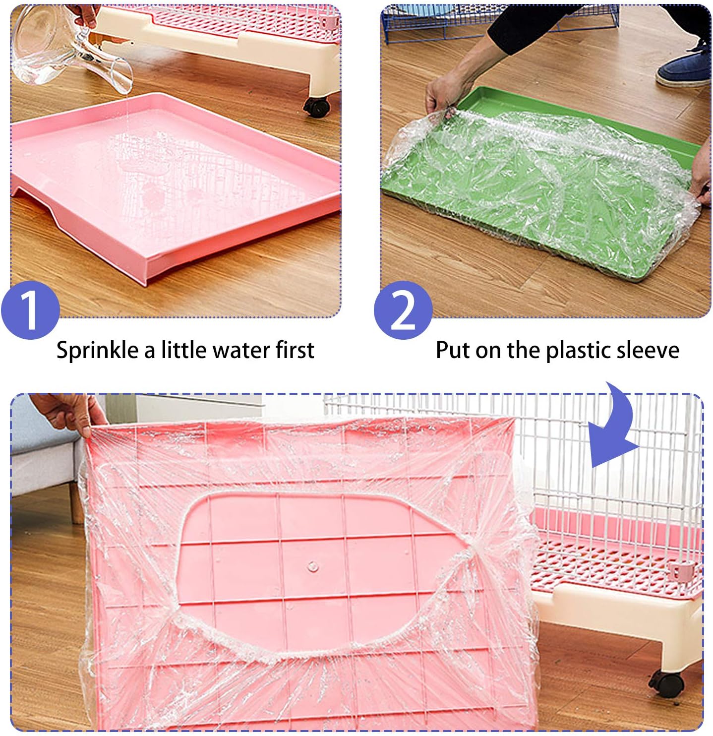 50 pcs Disposable Cage Liners, Clear Plastic Rabbit Cage Liner Bag, Universal Toilet Film for Bunny, Hamster, Totoro, Hedgehog, Guinea Pig and Small Animals.