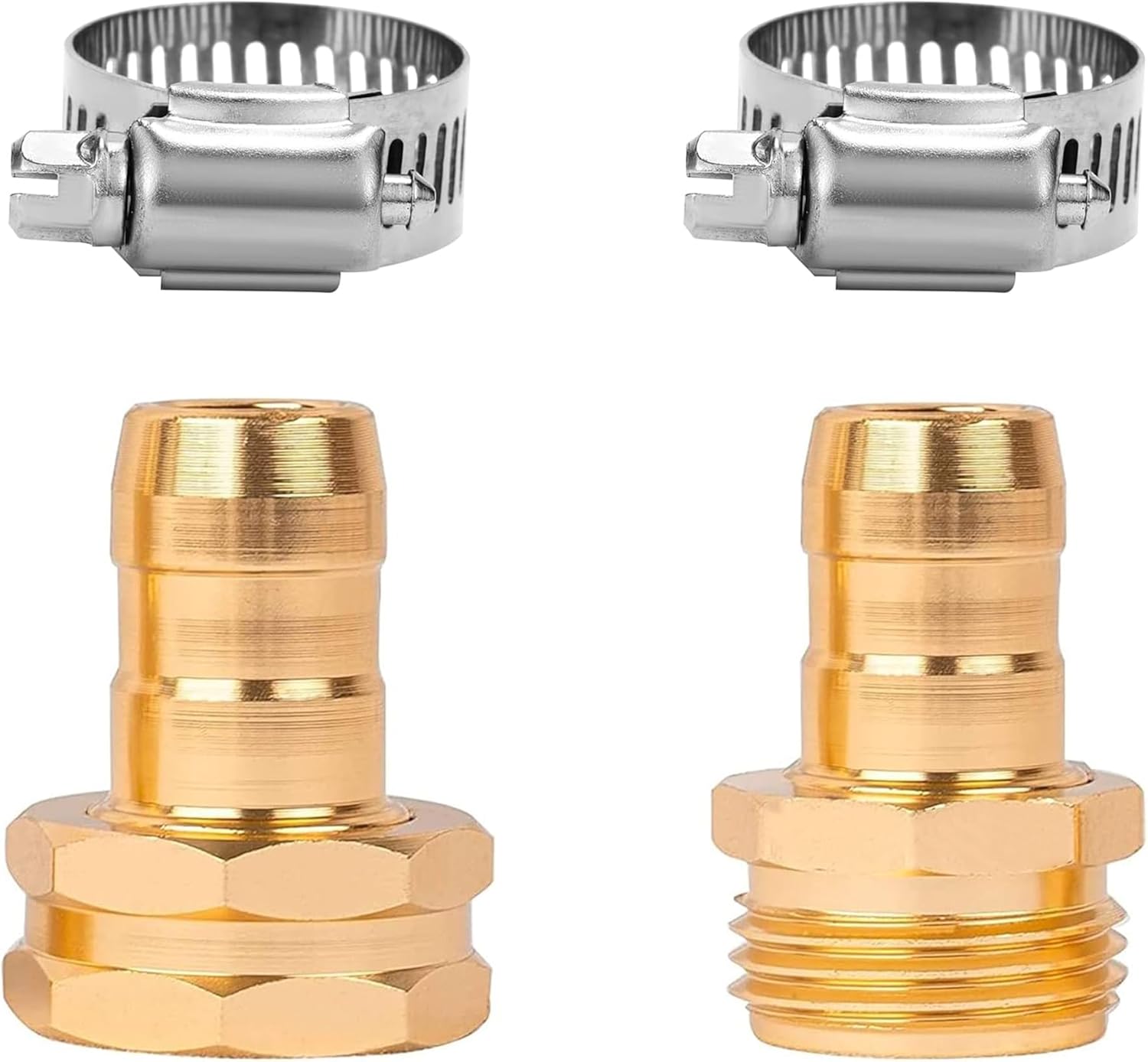 Garden Hose Repair Connector with Clamps, Fit for 3/4" or 5/8" Aluminum Garden Hose Fitting, Male and Female Hose Fittings, 4 Sets