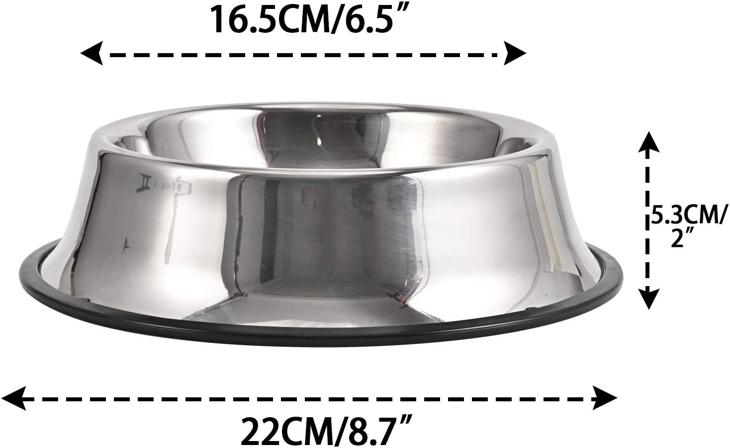 2Packs Stainless Steel Dog Bowl with Anti-Skid Rubber Base for Small/Medium/Large Pet, Perfect Dish, Pets Feeder Bowl and Water Bowl Perfect Choice for Dog Puppy Cat and Kitten 16oz