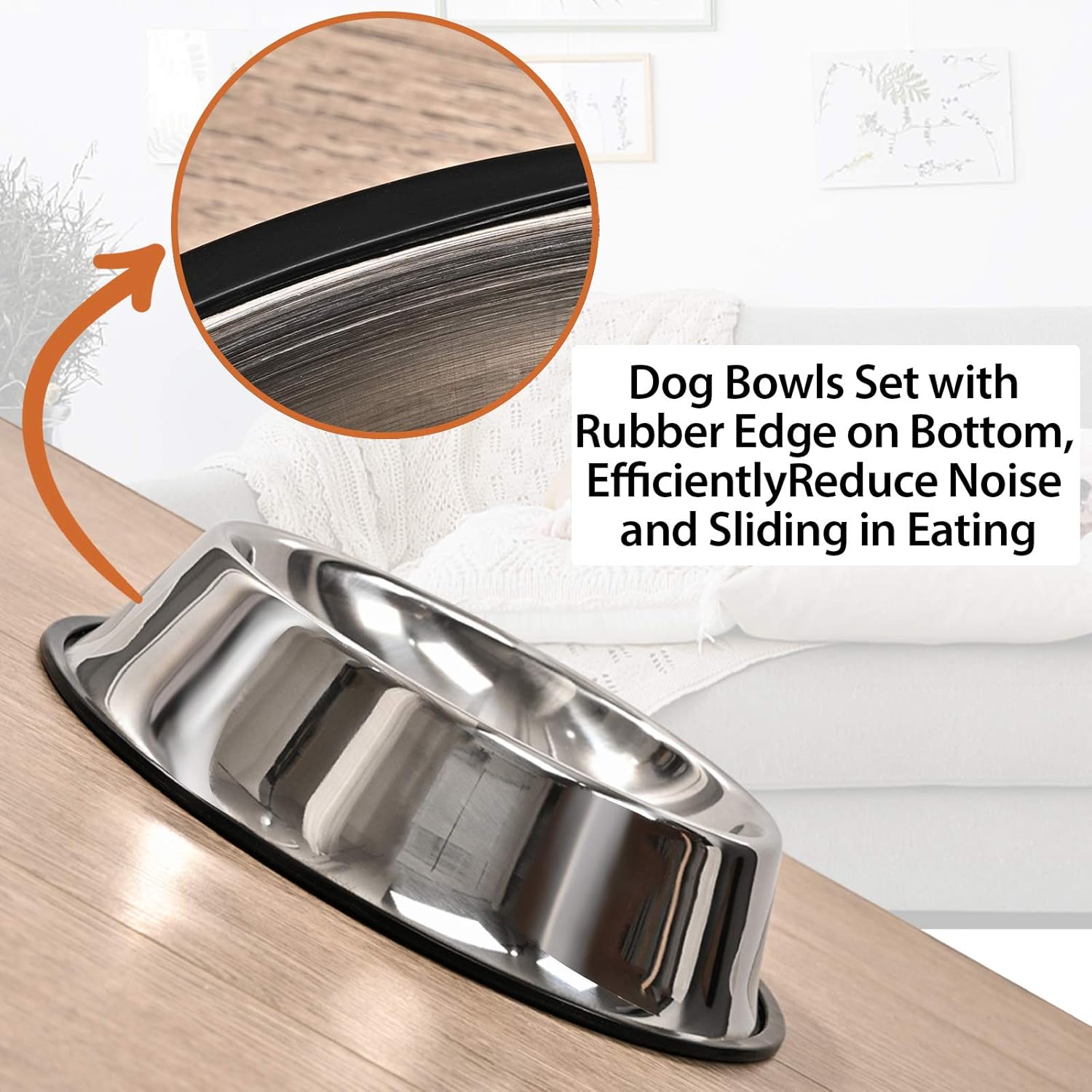 2Packs Stainless Steel Dog Bowl with Anti-Skid Rubber Base for Small/Medium/Large Pet, Perfect Dish, Pets Feeder Bowl and Water Bowl Perfect Choice for Dog Puppy Cat and Kitten 16oz