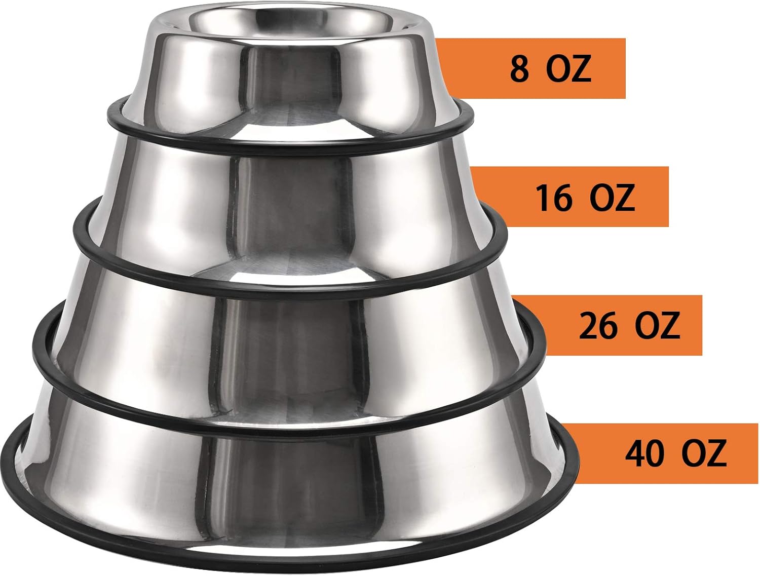 2Packs Stainless Steel Dog Bowl with Anti-Skid Rubber Base for Small/Medium/Large Pet, Perfect Dish, Pets Feeder Bowl and Water Bowl Perfect Choice for Dog Puppy Cat and Kitten 16oz